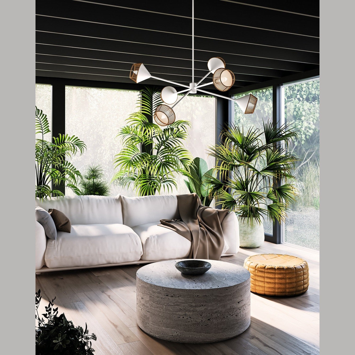 Alora - CH633638WHBR - Six Light Chandelier - Daphne - White/Brown Cotton Rope