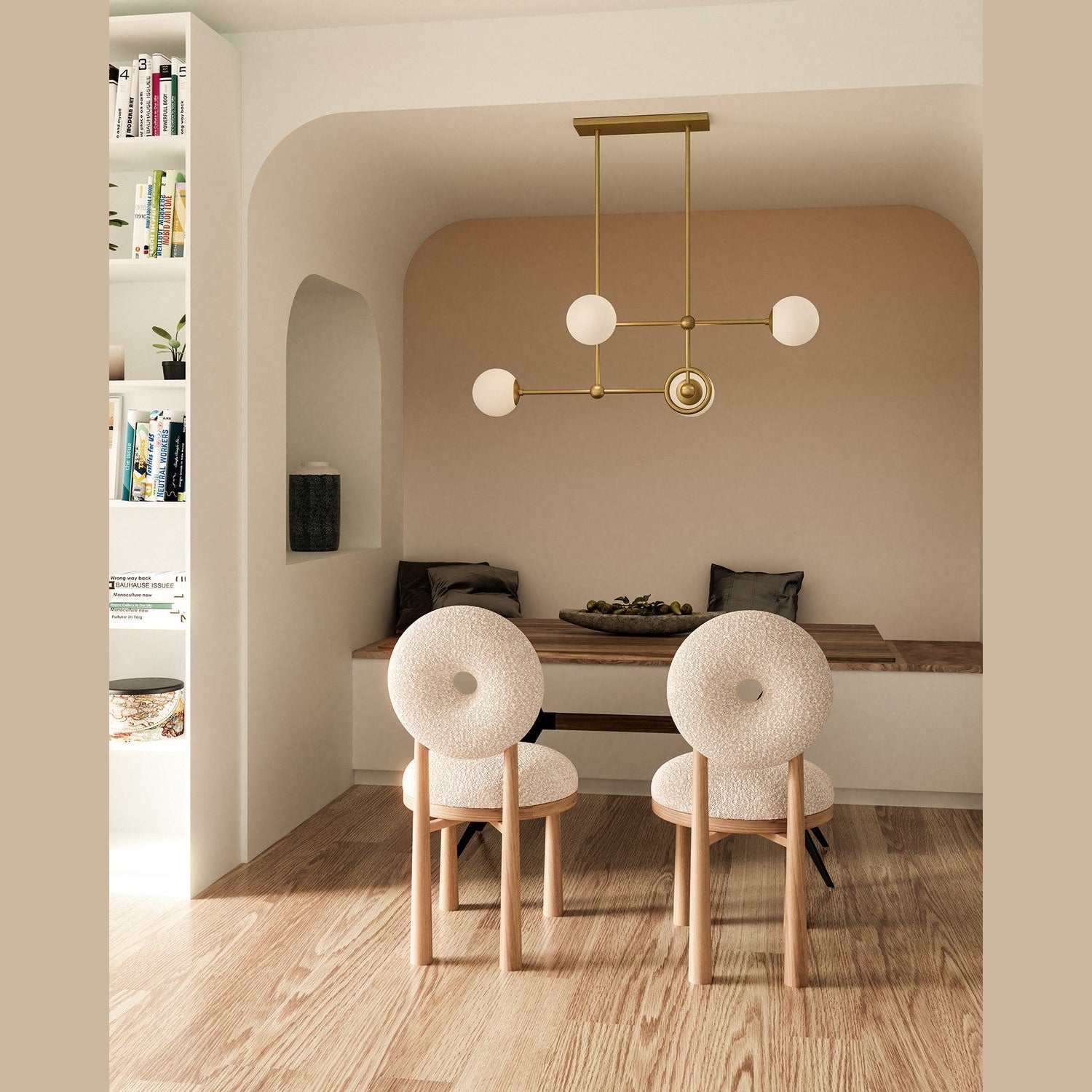 Alora - CH407342BGGO - Four Light Chandelier - Fiore - Brushed Gold/Glossy Opal Glass