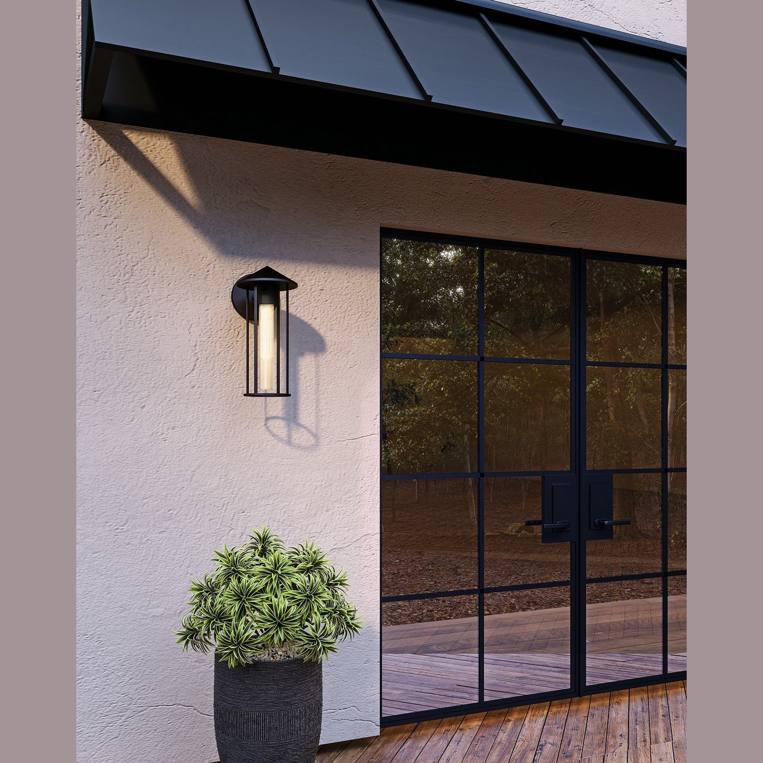 Alora - EW526312BKGO - One Light Exterior Wall Mount - Tenko - Black/Glossy Opal Glass