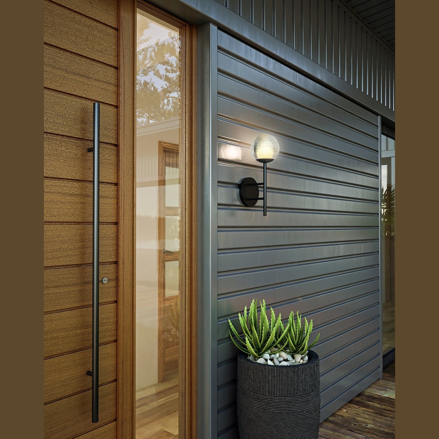 Kuzco Lighting - EW78513-BK/CR - LED Exterior Wall Mount - Claremont - Black/Clear Ribbed Glass