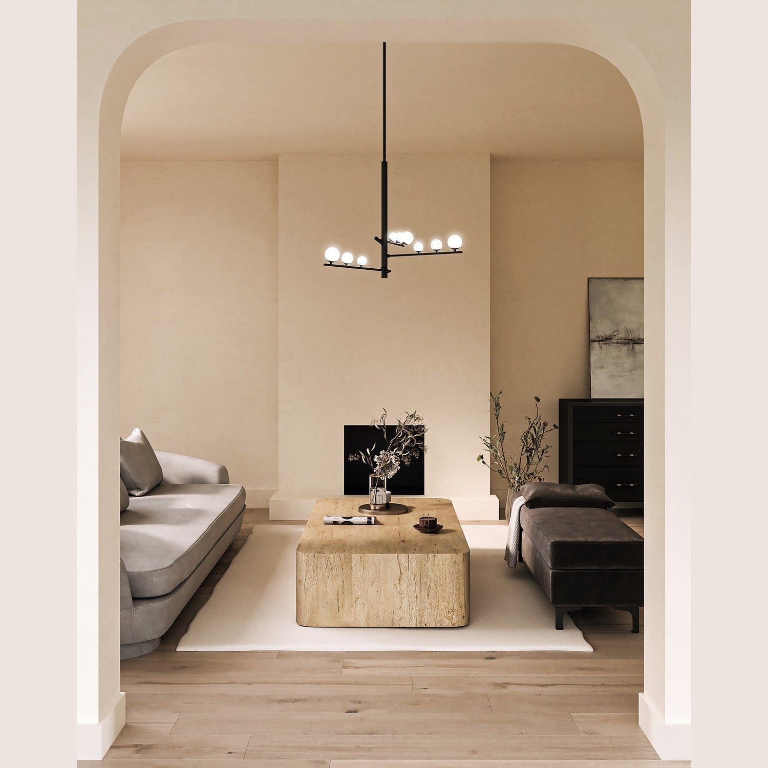 Kuzco Lighting - CH55524-BK/OP - LED Chandelier - Juniper - Black/Opal Glass