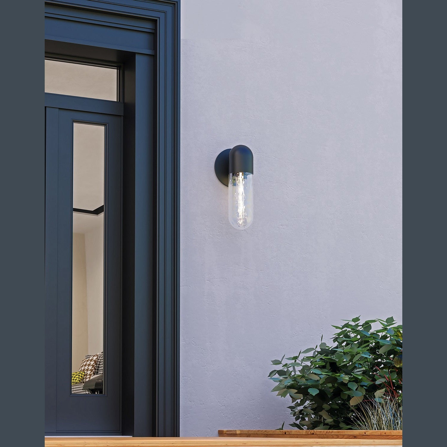 Kuzco Lighting - EW73210-BK/WC - One Light Exterior Wall Mount - Lima - Black/Clear Water Glass