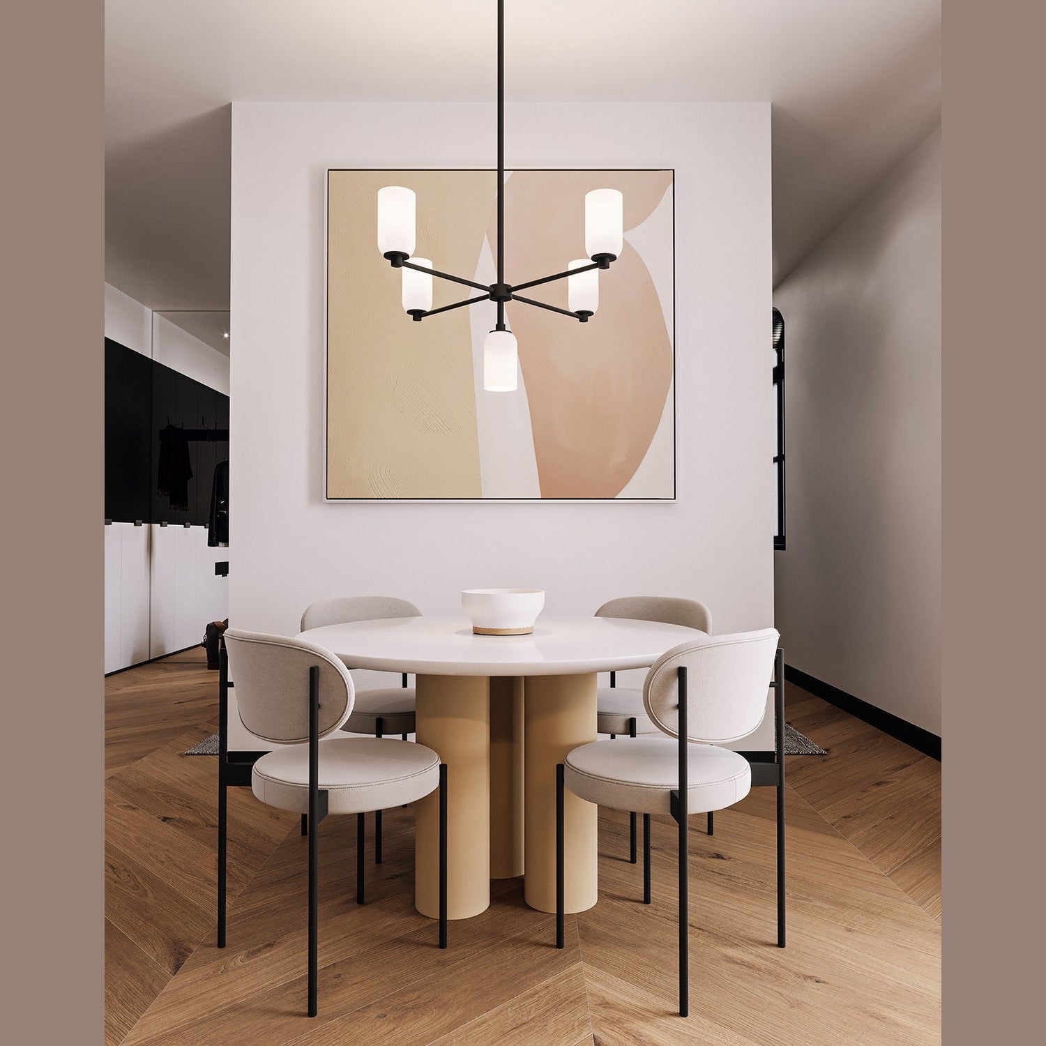 Kuzco Lighting - CH57731-BK/GO - Five Light Chandelier - Nola - Black/Glossy Opal Glass