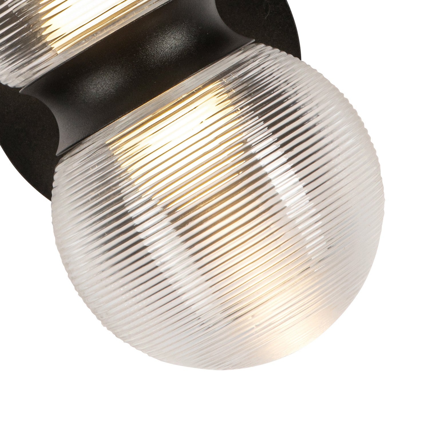 Kuzco Lighting - EW77209-BK/CR - LED Exterior Wall Mount - Peri - Black/Clear Ribbed Glass