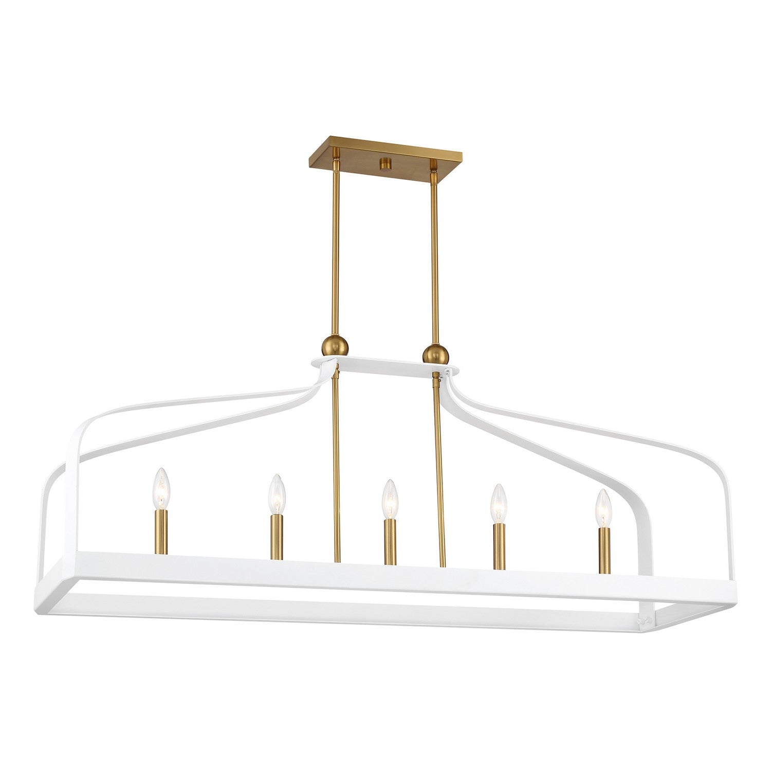 Savoy House - 1-7804-5-142 - Five Light Linear Chandelier - Sheffield - White with Warm Brass