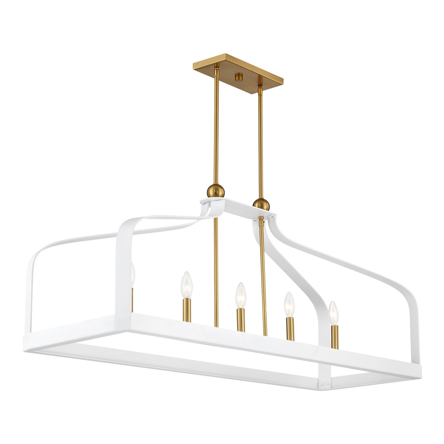 Savoy House - 1-7804-5-142 - Five Light Linear Chandelier - Sheffield - White with Warm Brass