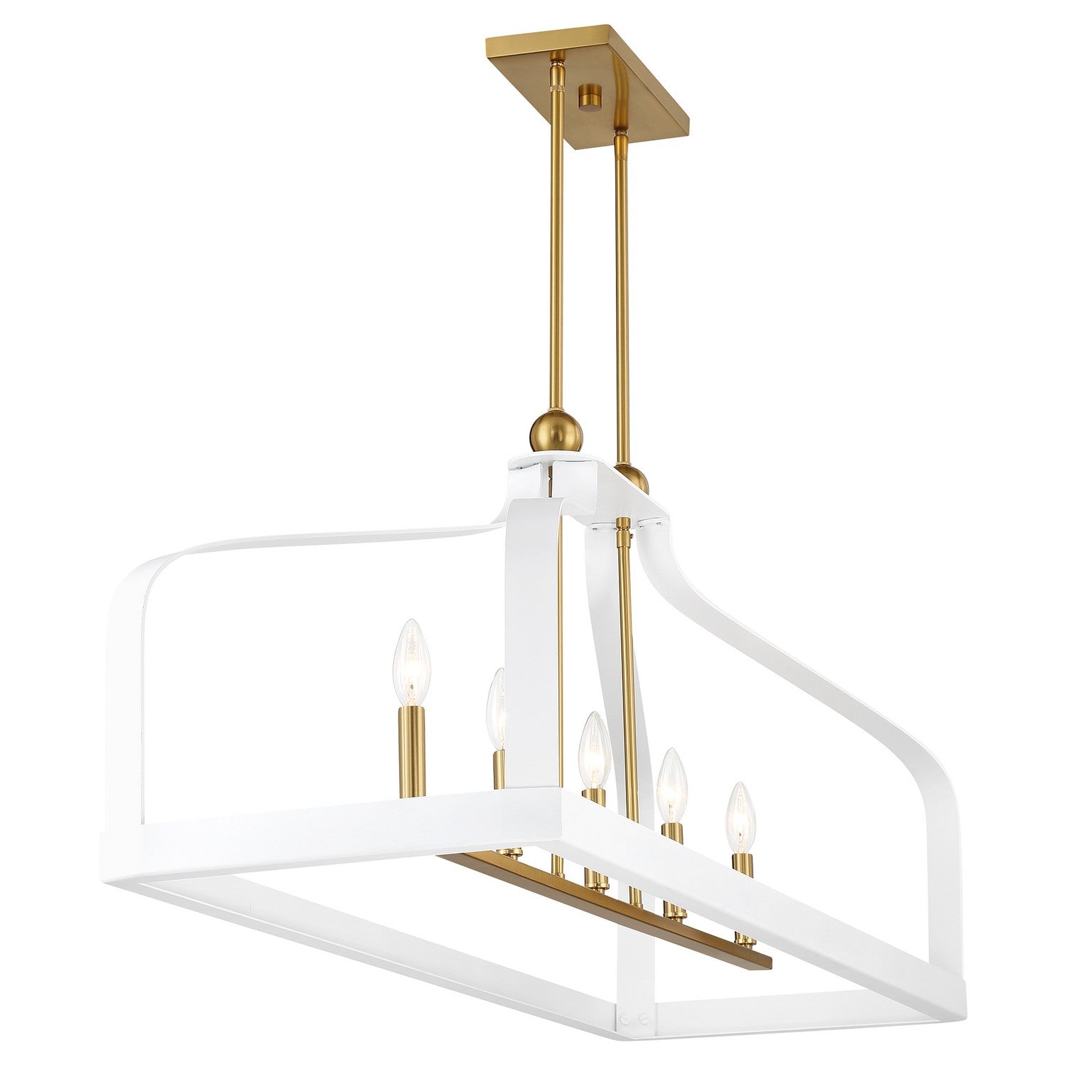 Savoy House - 1-7804-5-142 - Five Light Linear Chandelier - Sheffield - White with Warm Brass