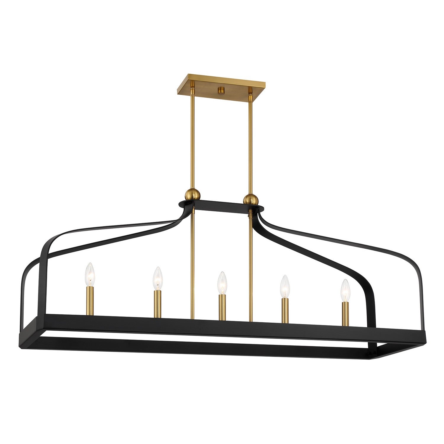 Savoy House - 1-7804-5-143 - Five Light Linear Chandelier - Sheffield - Matte Black with Warm Brass