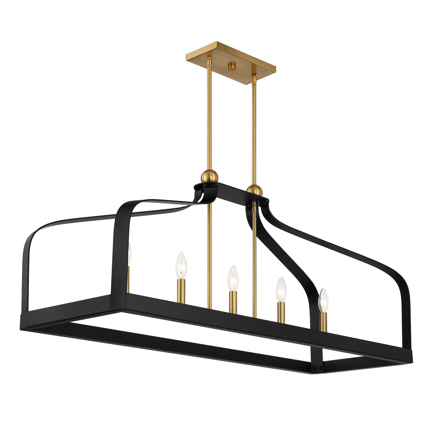 Savoy House - 1-7804-5-143 - Five Light Linear Chandelier - Sheffield - Matte Black with Warm Brass