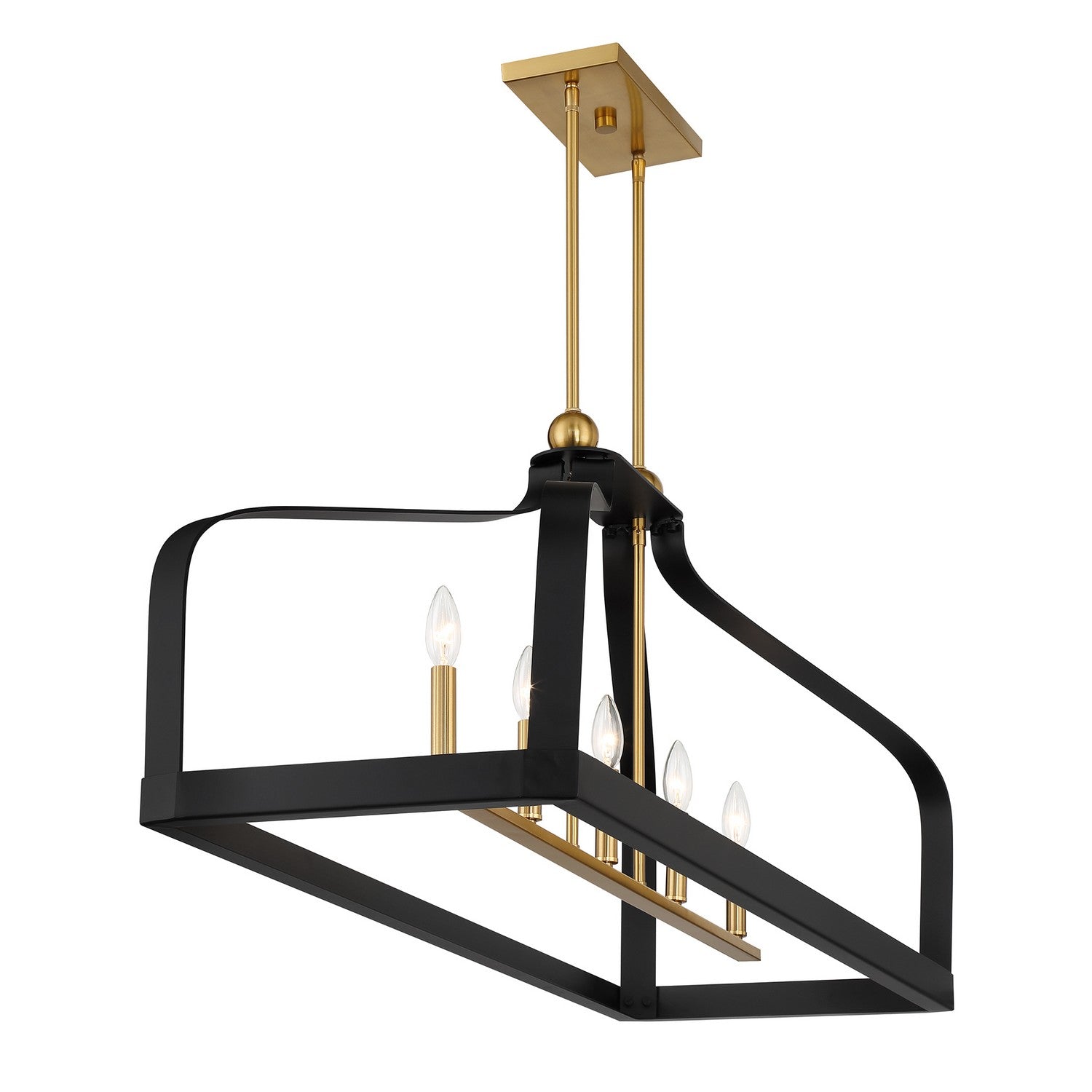 Savoy House - 1-7804-5-143 - Five Light Linear Chandelier - Sheffield - Matte Black with Warm Brass