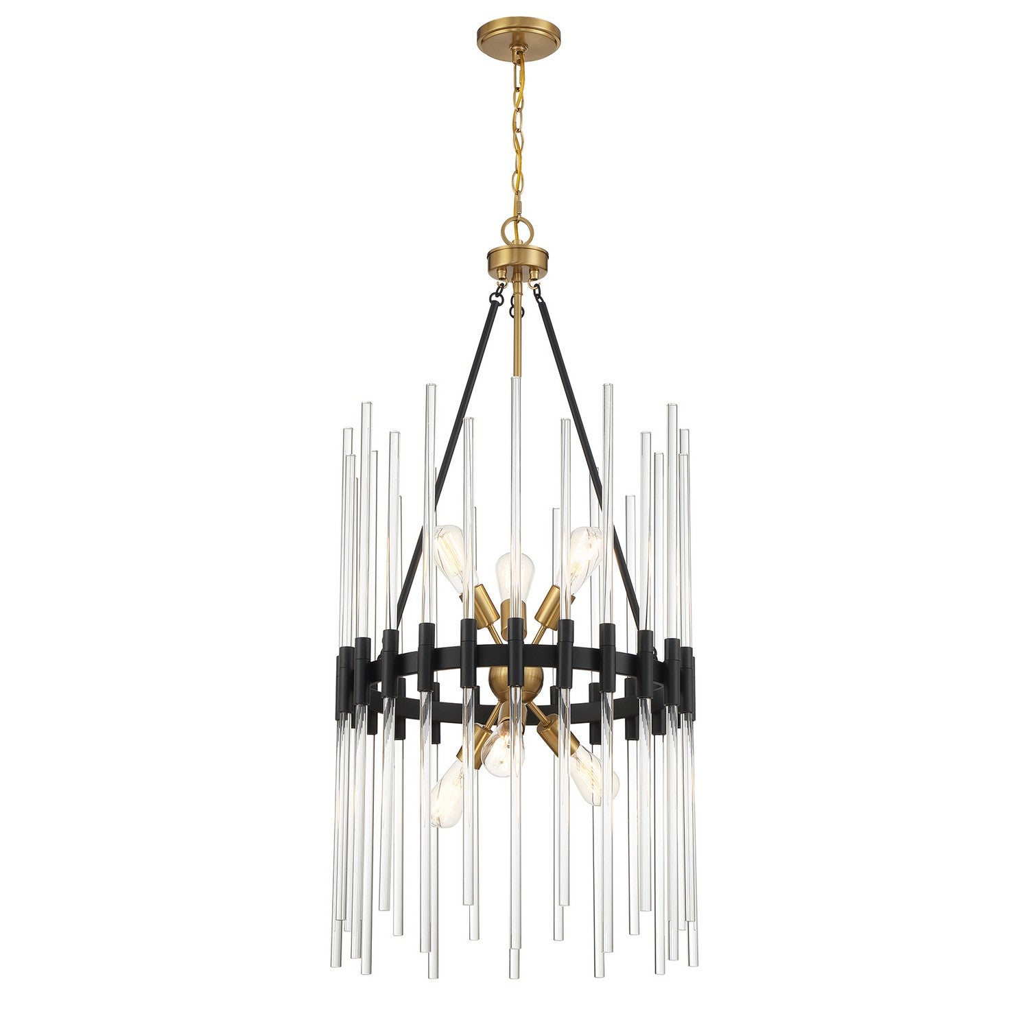 Savoy House - 3-1936-6-143 - Six Light Pendant - Santiago - Matte Black with Warm Brass