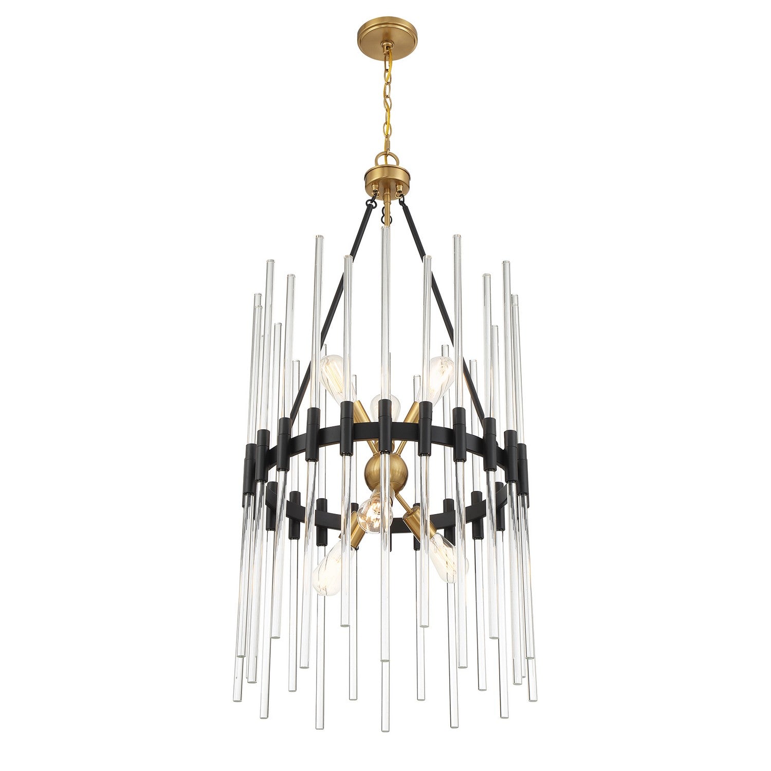 Savoy House - 3-1936-6-143 - Six Light Pendant - Santiago - Matte Black with Warm Brass