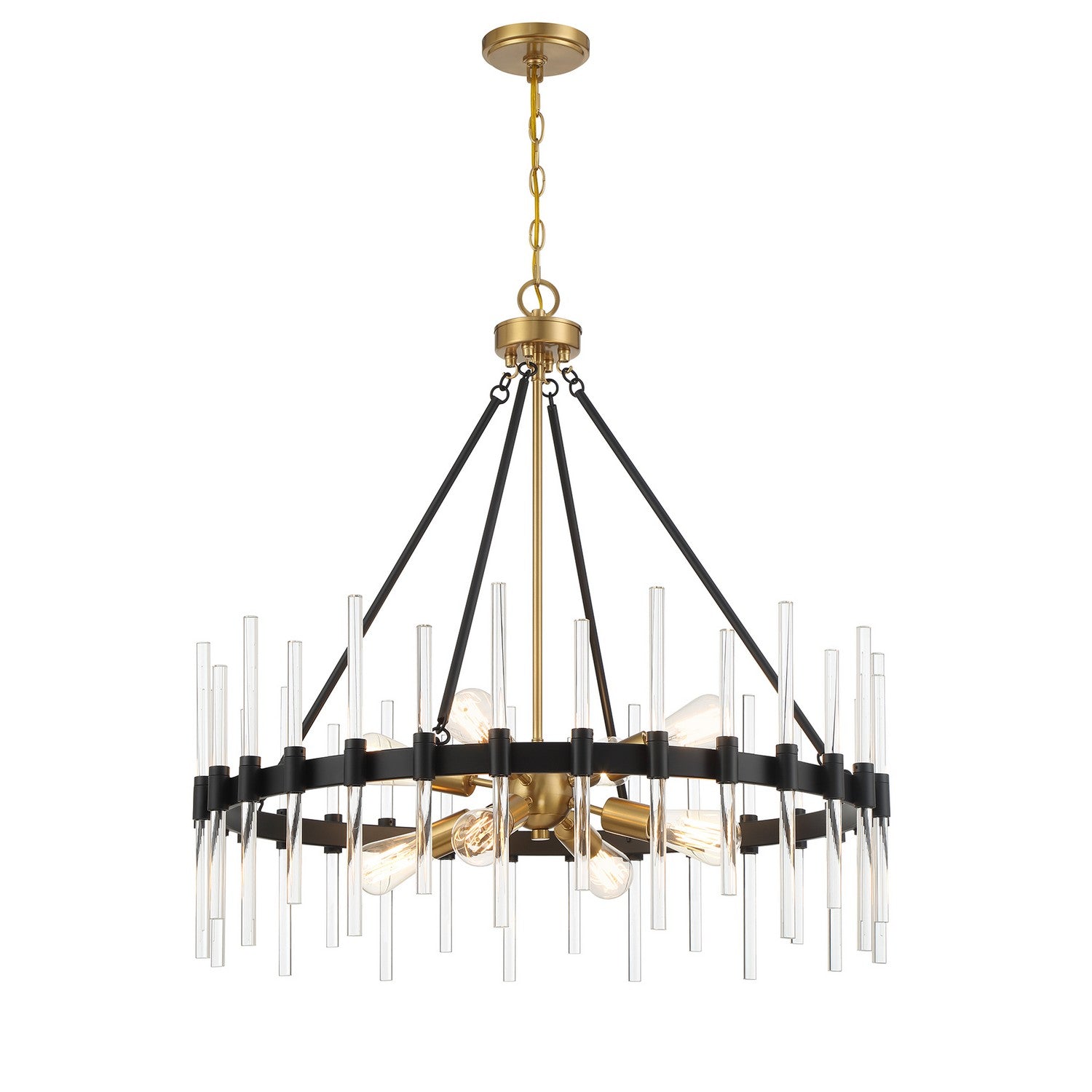 Savoy House - 7-1937-8-143 - Eight Light Pendant - Santiago - Matte Black with Warm Brass