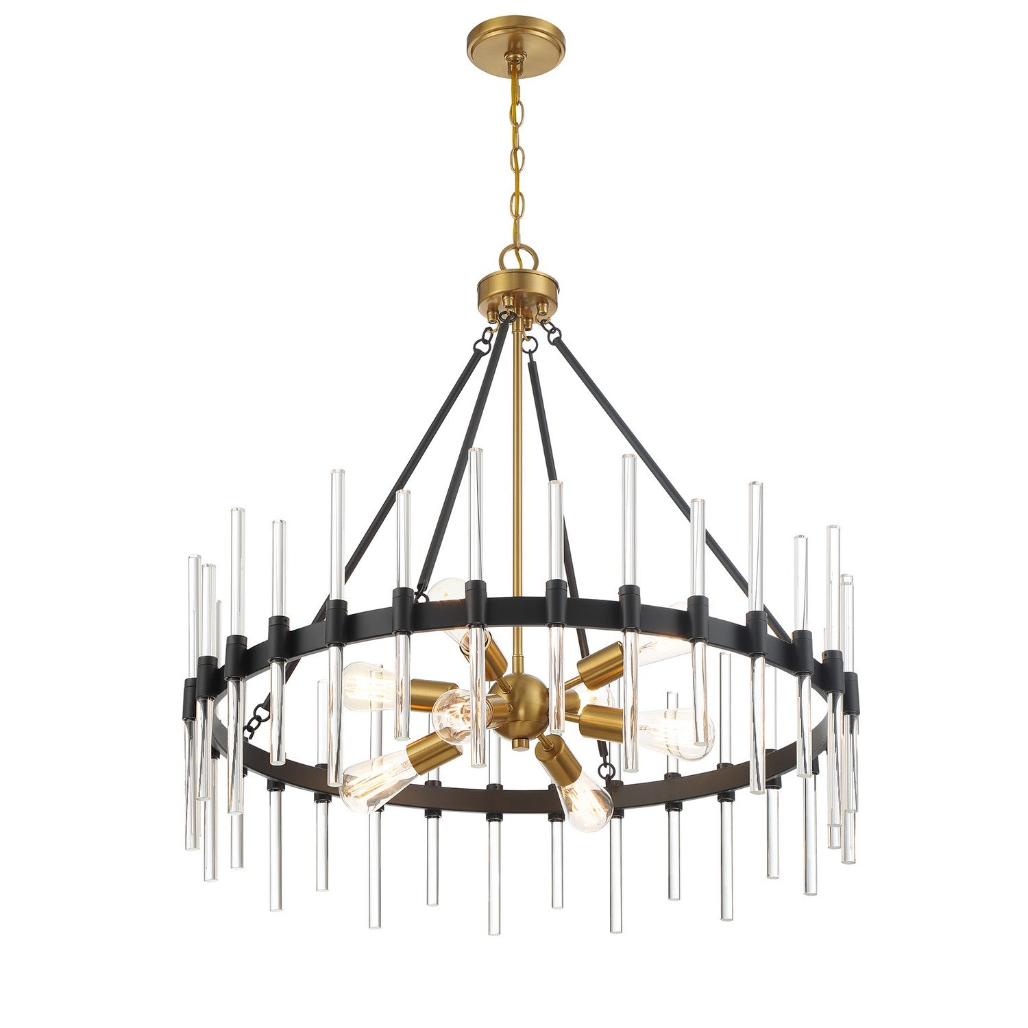 Savoy House - 7-1937-8-143 - Eight Light Pendant - Santiago - Matte Black with Warm Brass