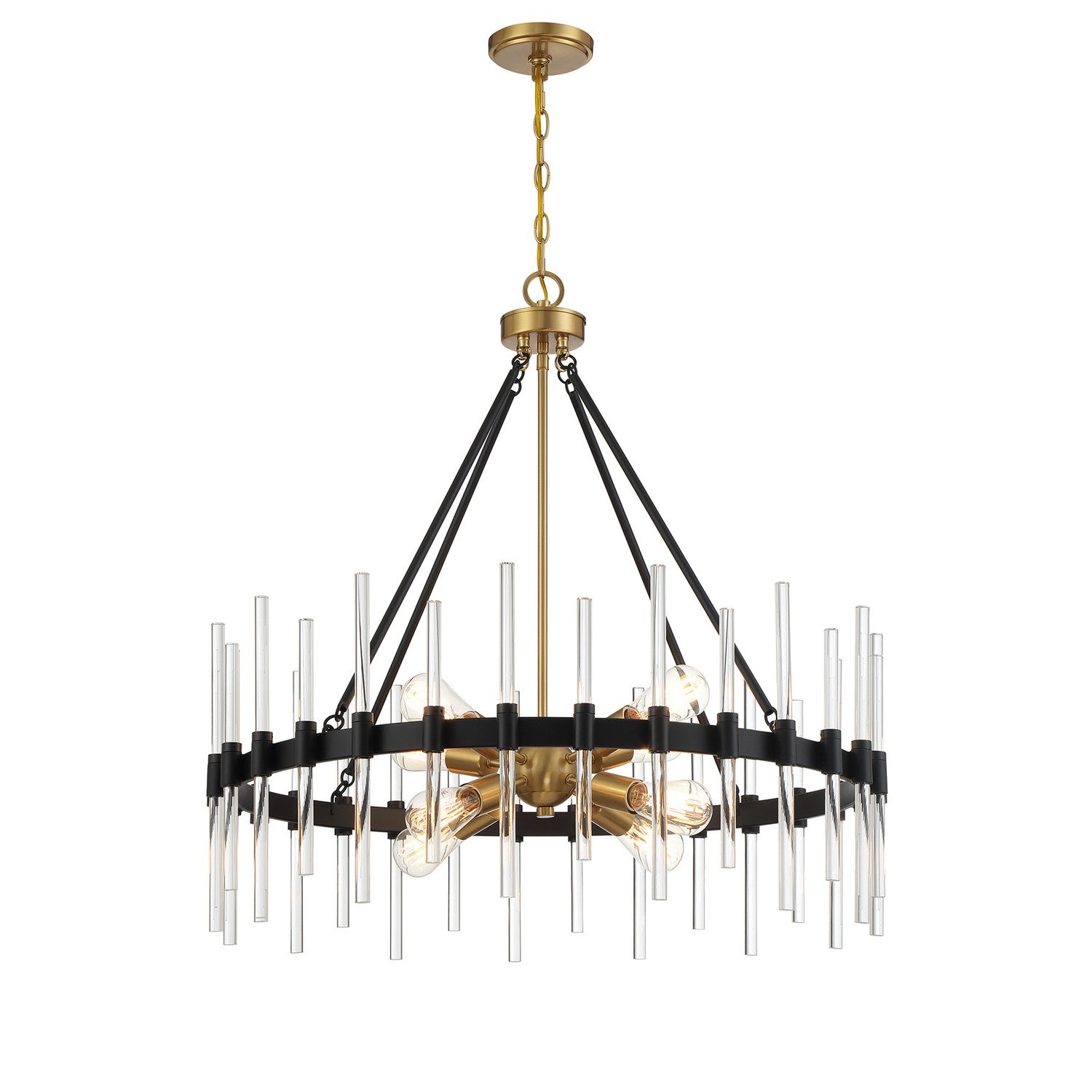 Savoy House - 7-1937-8-143 - Eight Light Pendant - Santiago - Matte Black with Warm Brass
