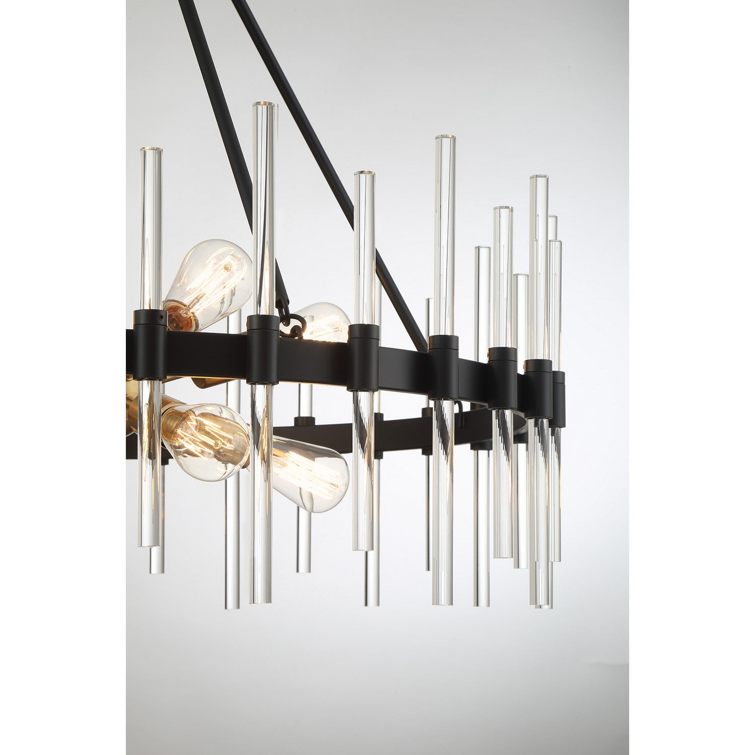 Savoy House - 7-1937-8-143 - Eight Light Pendant - Santiago - Matte Black with Warm Brass