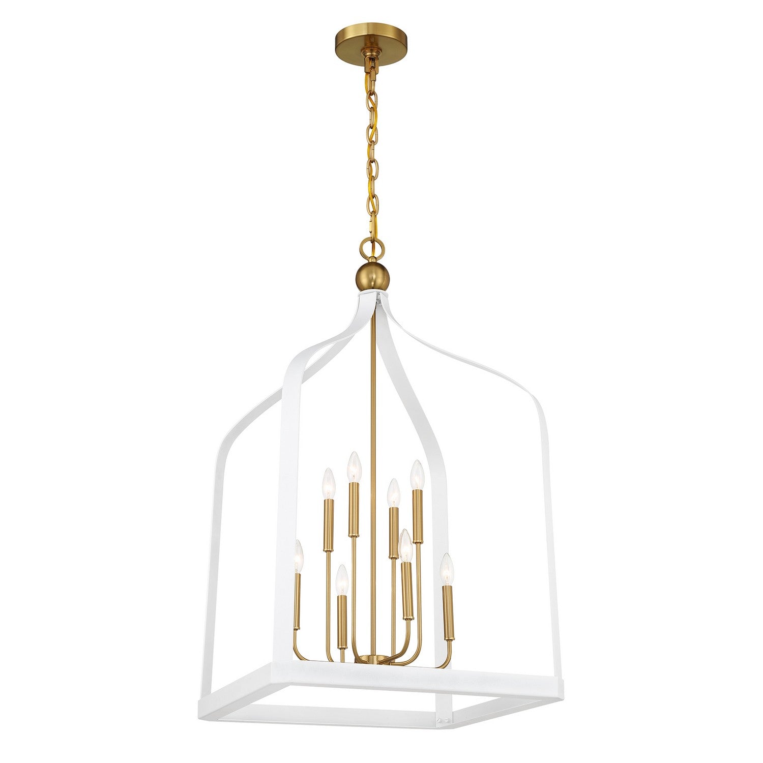 Savoy House - 7-7800-8-142 - Eight Light Pendant - Sheffield - White with Warm Brass