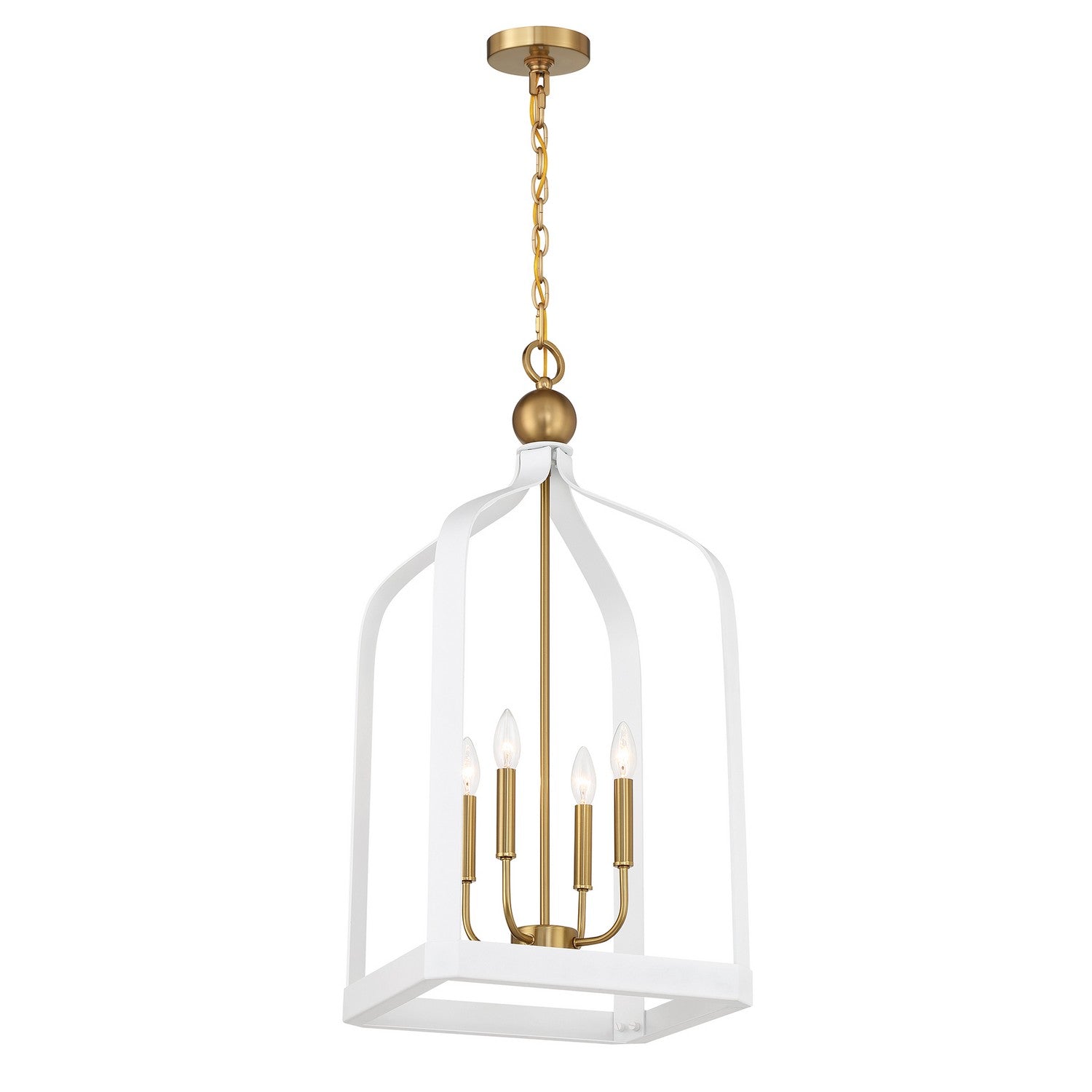 Savoy House - 7-7802-4-142 - Four Light Pendant - Sheffield - White with Warm Brass