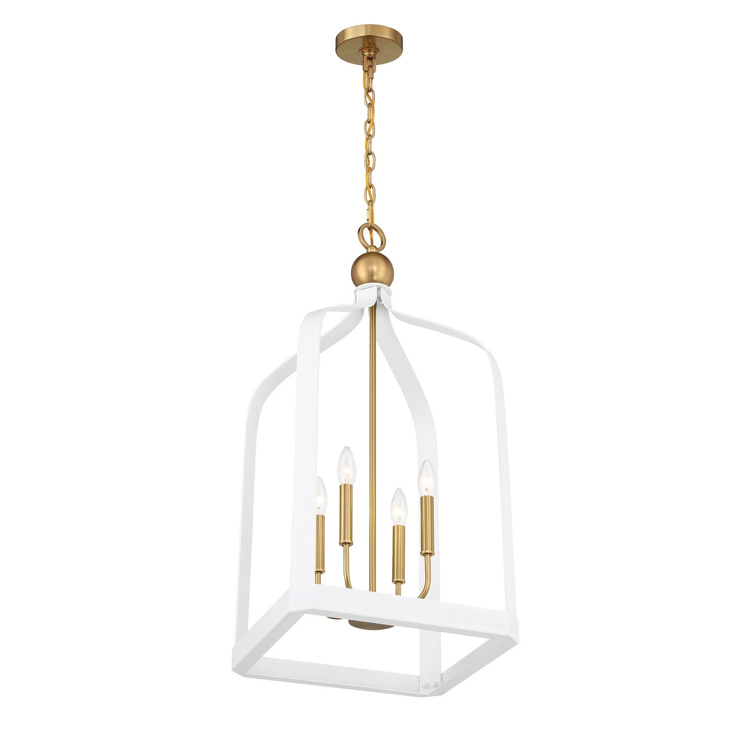 Savoy House - 7-7802-4-142 - Four Light Pendant - Sheffield - White with Warm Brass