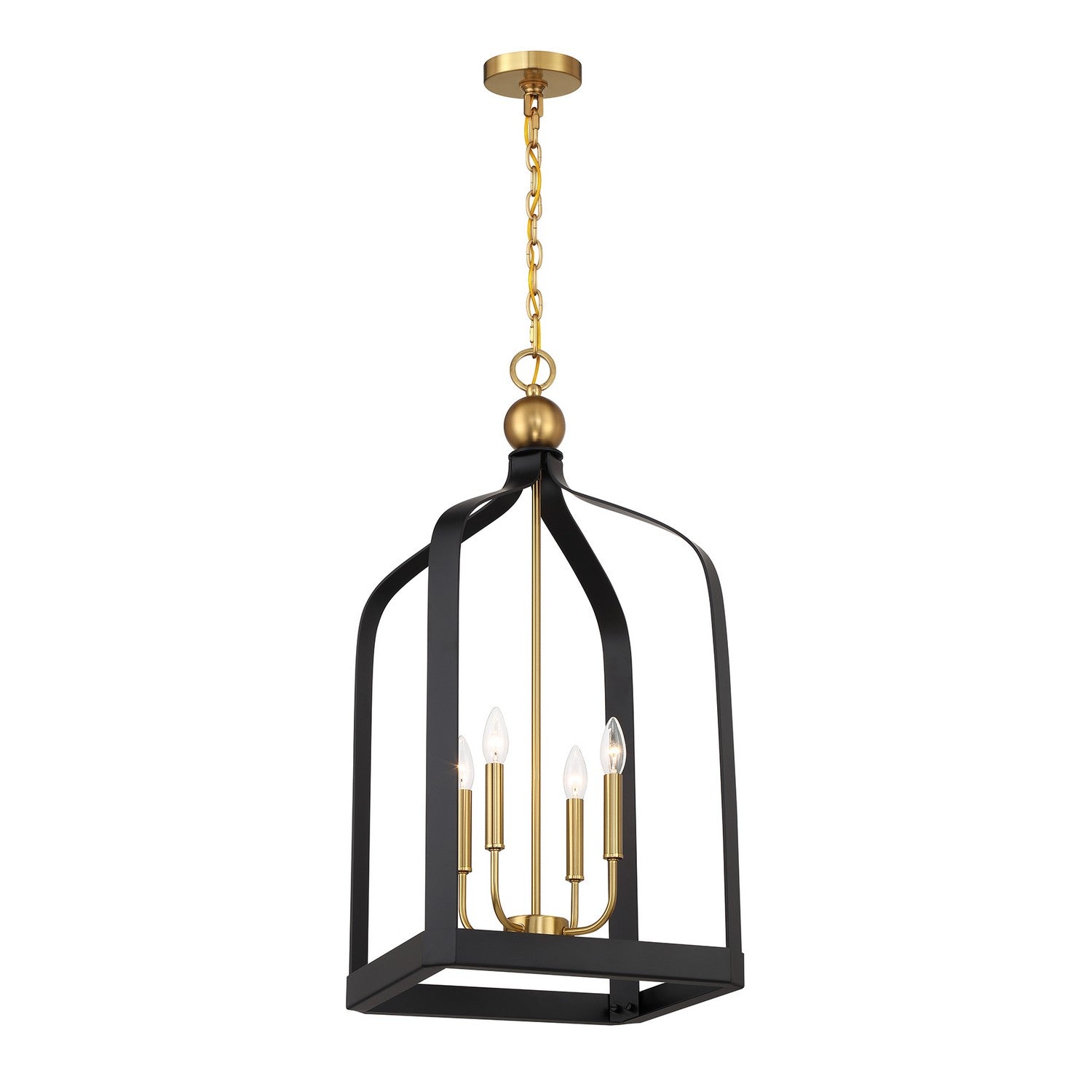 Savoy House - 7-7802-4-143 - Four Light Pendant - Sheffield - Matte Black with Warm Brass