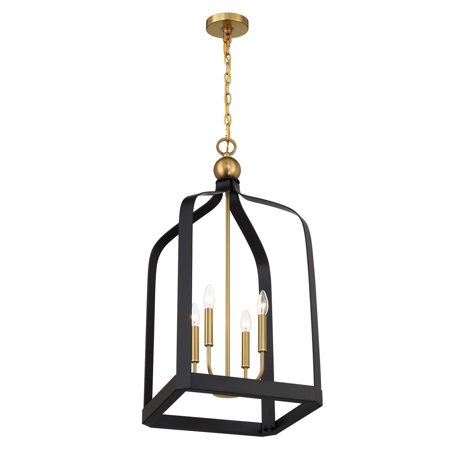 Savoy House - 7-7802-4-143 - Four Light Pendant - Sheffield - Matte Black with Warm Brass