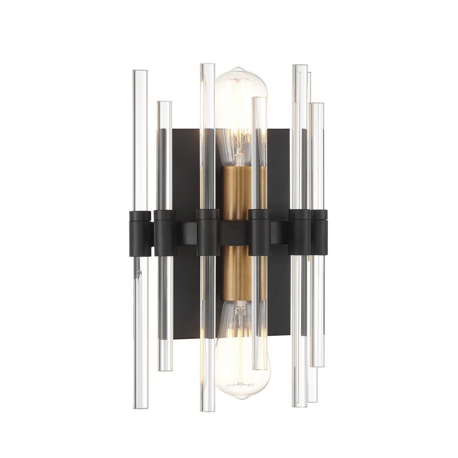 Savoy House - 9-1935-2-143 - Two Light Wall Sconce - Santiago - Matte Black with Warm Brass