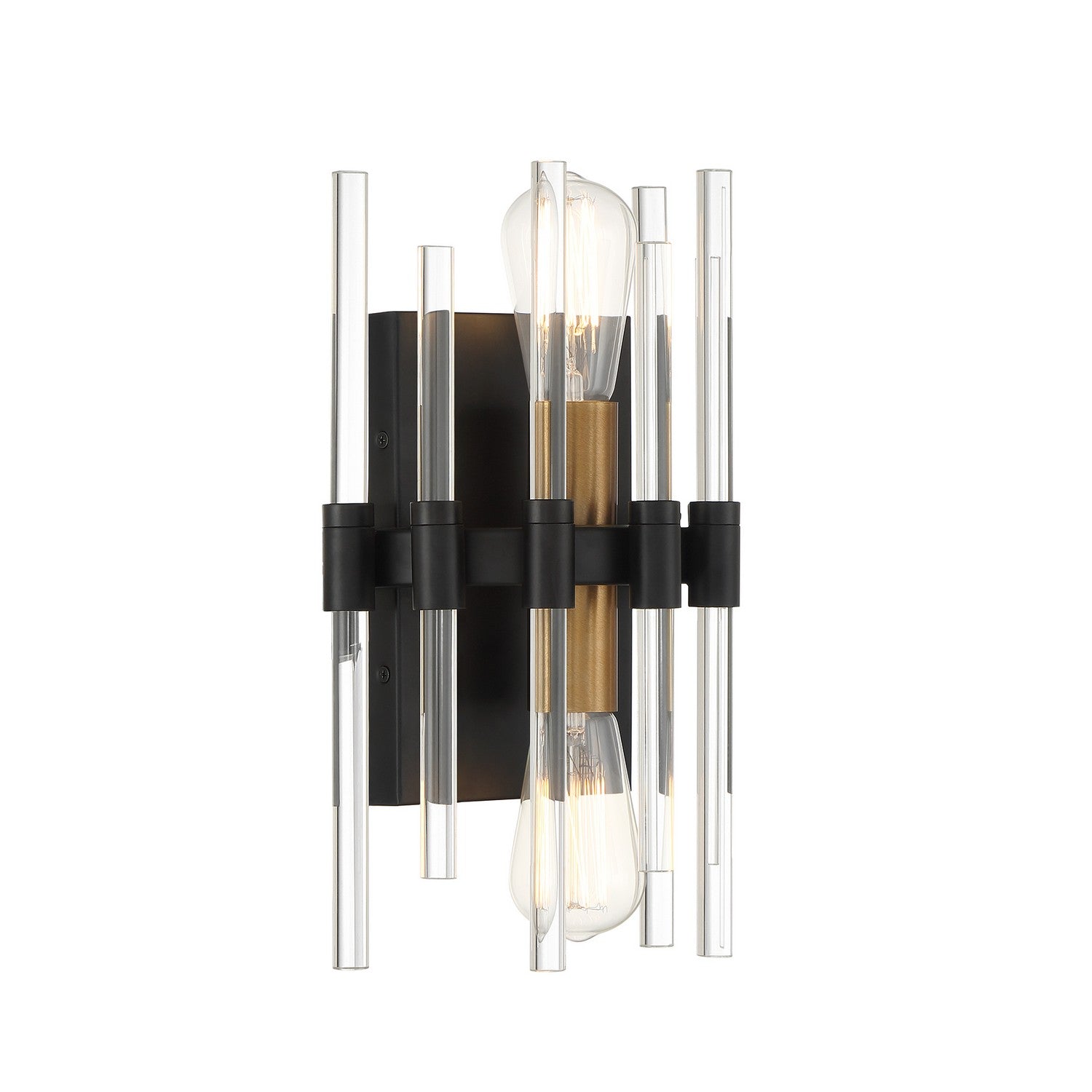 Savoy House - 9-1935-2-143 - Two Light Wall Sconce - Santiago - Matte Black with Warm Brass