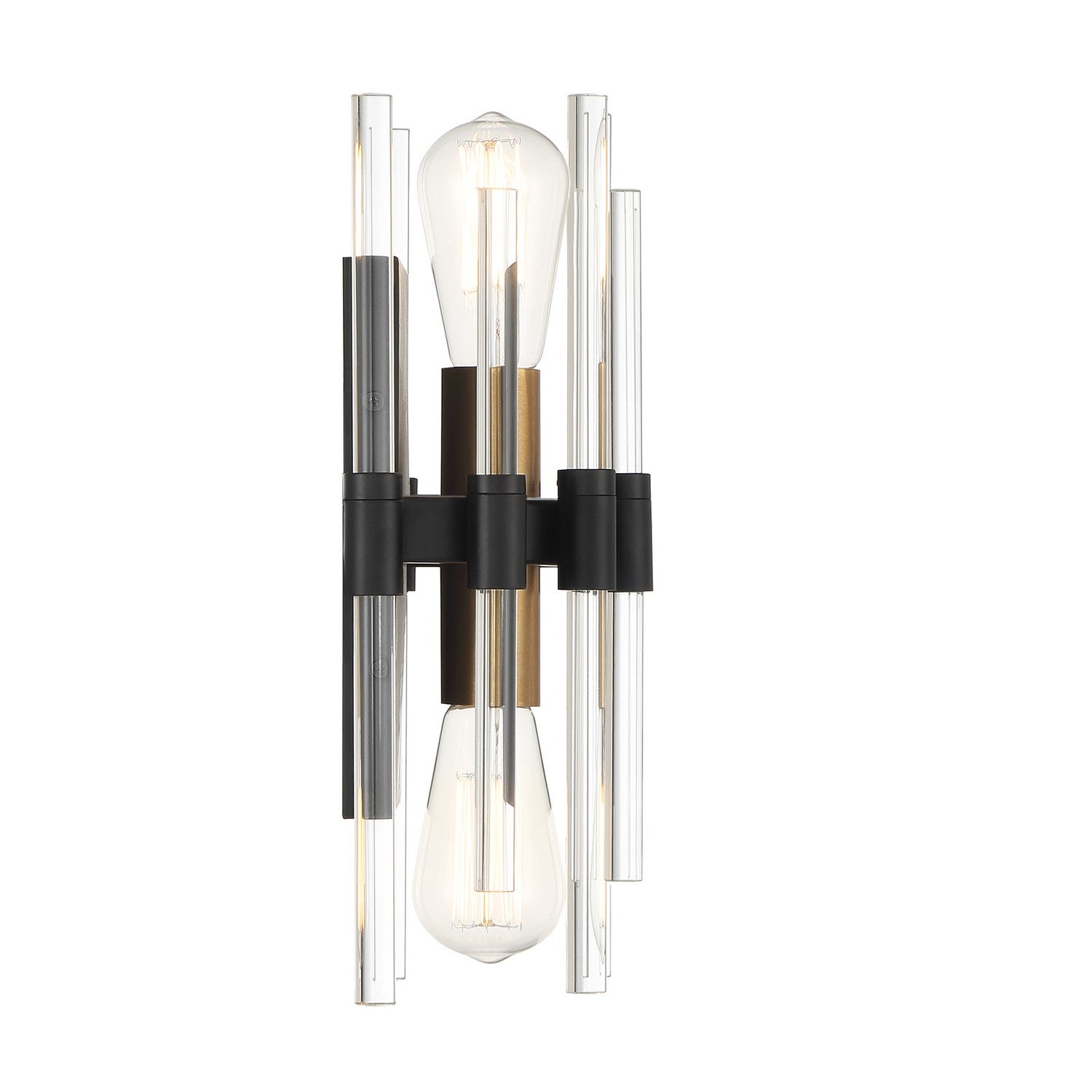 Savoy House - 9-1935-2-143 - Two Light Wall Sconce - Santiago - Matte Black with Warm Brass