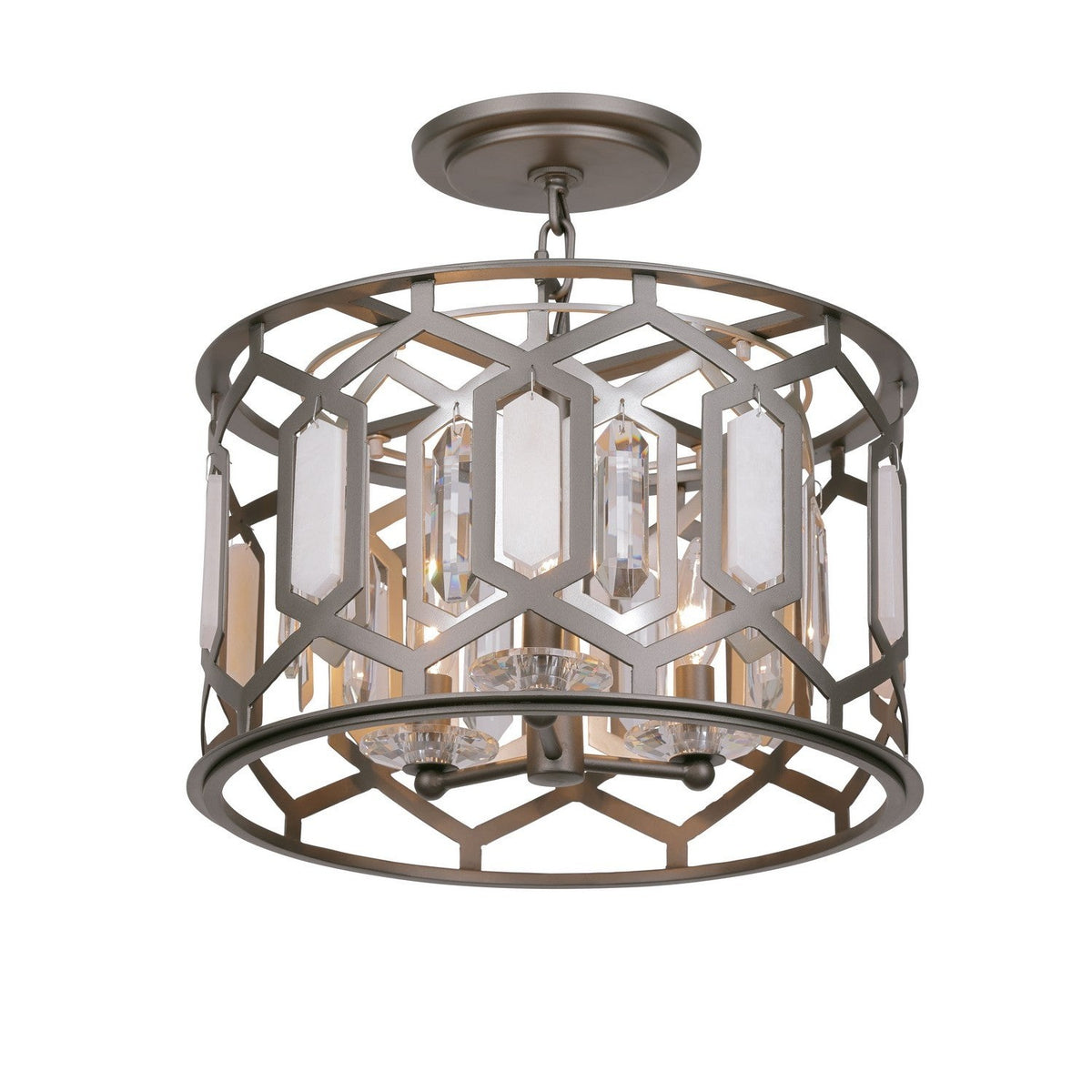 Minka-Lavery - 3585-795 - Three Light Semi Flush Mount - Hexly - Bronze & Sultry Silver