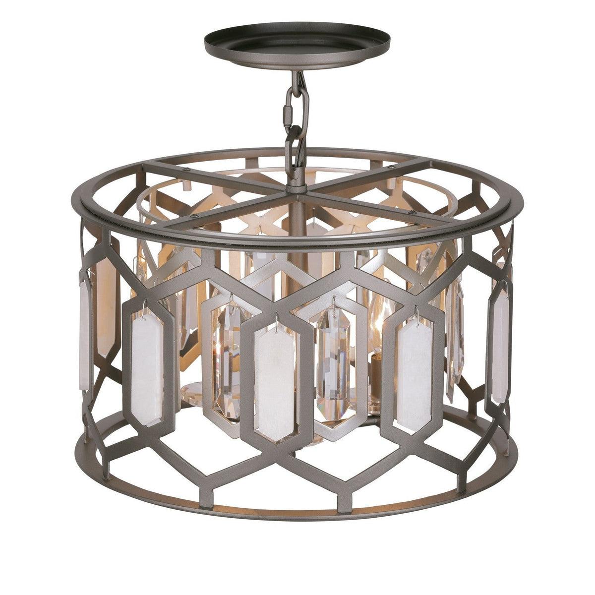 Minka-Lavery - 3585-795 - Three Light Semi Flush Mount - Hexly - Bronze & Sultry Silver