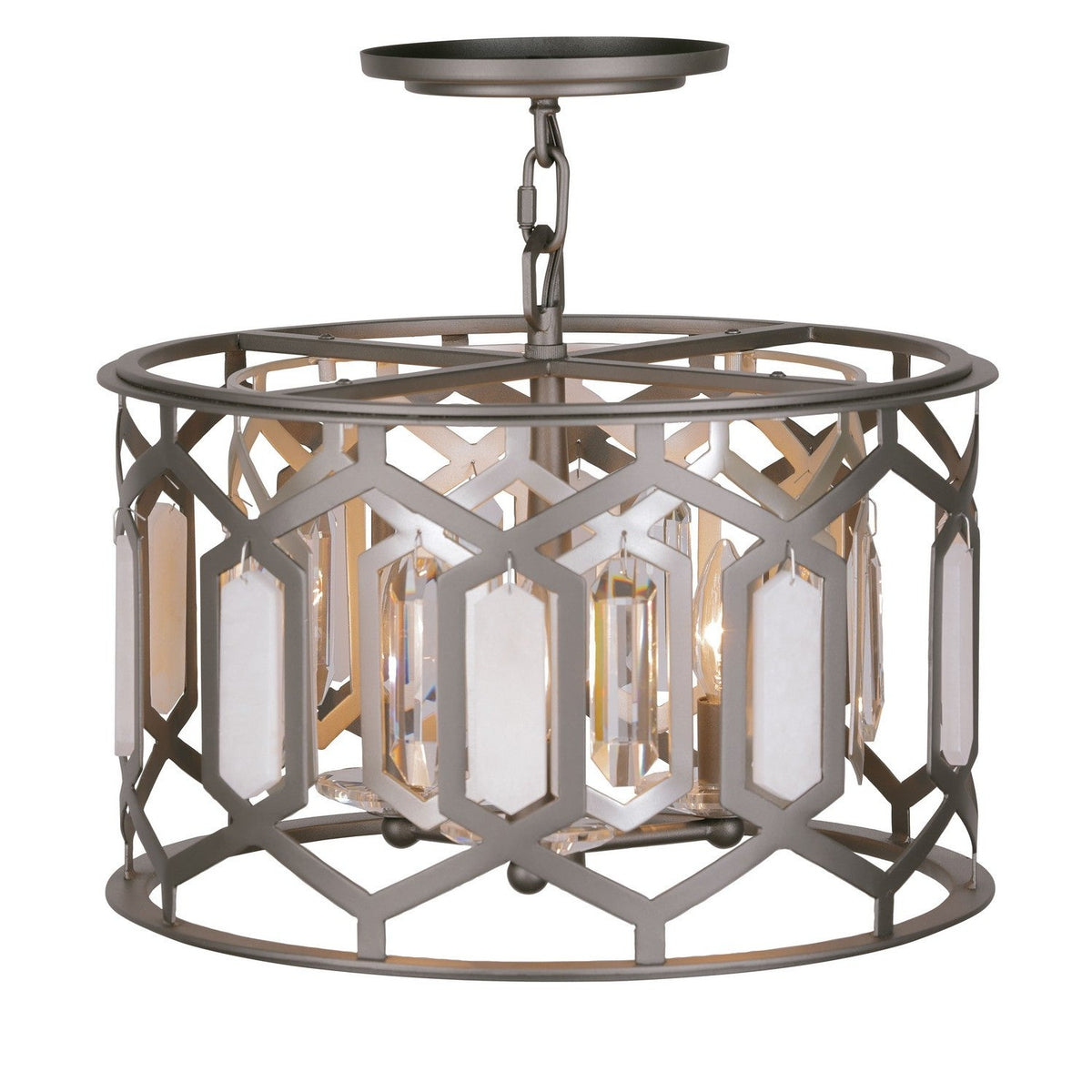 Minka-Lavery - 3585-795 - Three Light Semi Flush Mount - Hexly - Bronze & Sultry Silver
