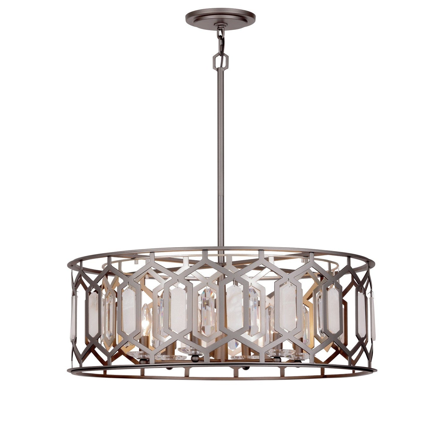 Minka-Lavery - 3587-795 - Six Light Pendant - Hexly - Bronze & Sultry Silver