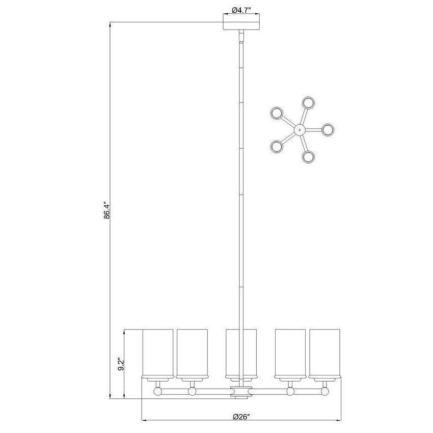 Z-Lite - 742-5MB - Five Light Chandelier - Thayer - Matte Black