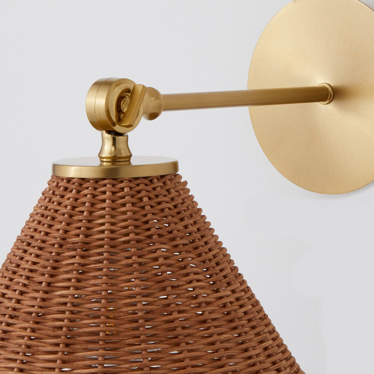 Quorum - 5393-80 - One Light Wall Mount - Wicker - Aged Brass