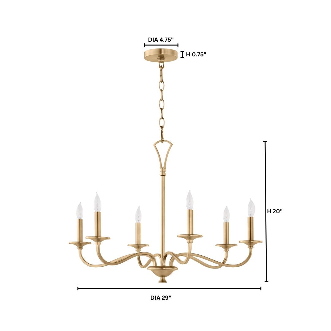 Quorum - 6021-6-80 - Six Light Chandelier - Maryse - Aged Brass