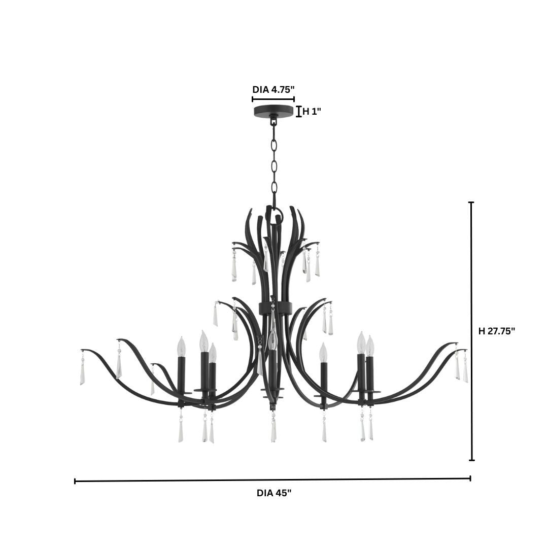 Quorum - 620-8-59 - Eight Light Chandelier - Majesty - Matte Black