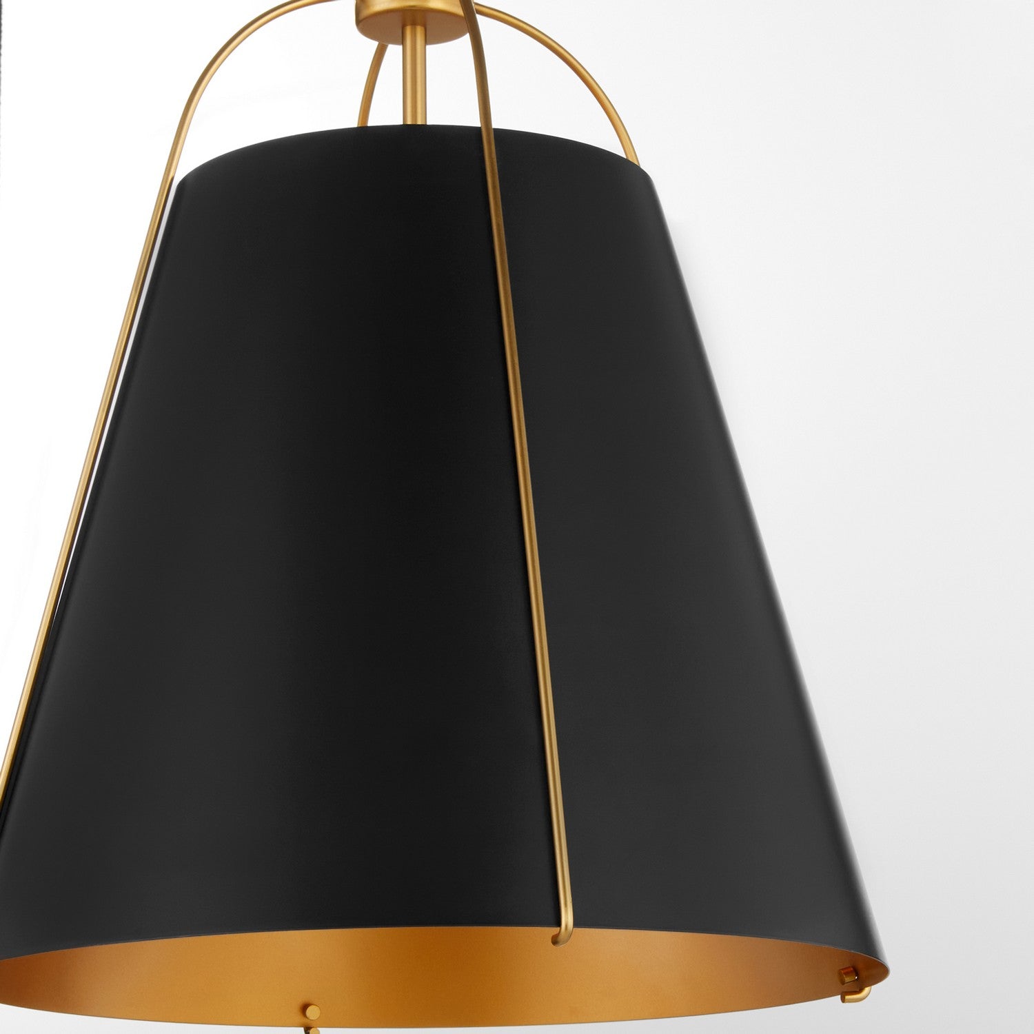 Quorum - 861-3-5980 - Three Light Pendant - Jamie - Matte Black w/ Aged Brass