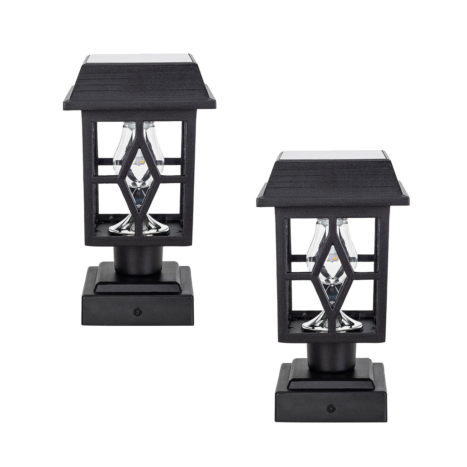 Gama Sonic - 84BP250011 - Post Cap/Pier Mount Light - 2 PK - Luna II - Black