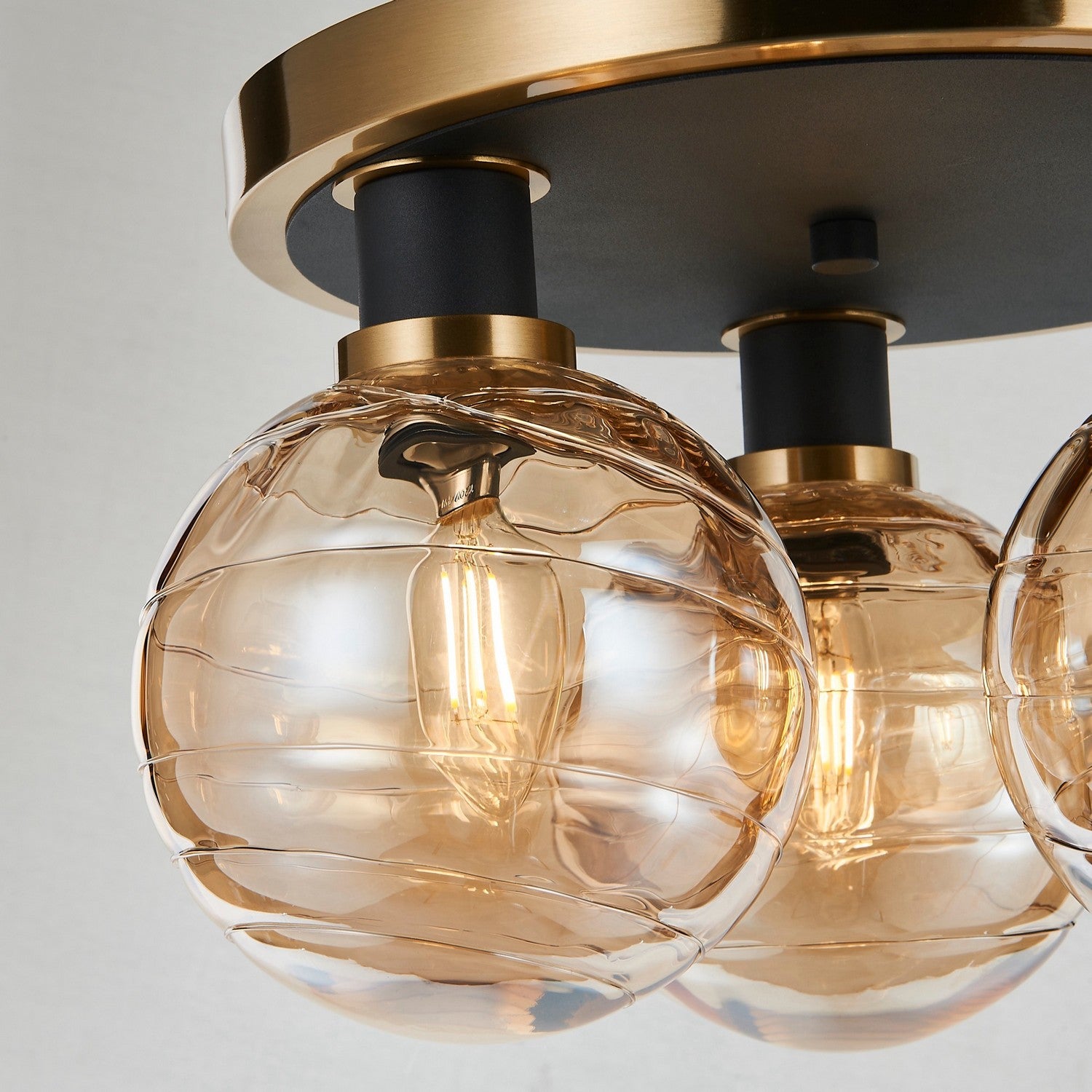 Artcraft - AC11873AM - Three Light Semi-Flush Mount - Gem - Black and Brushed Brass