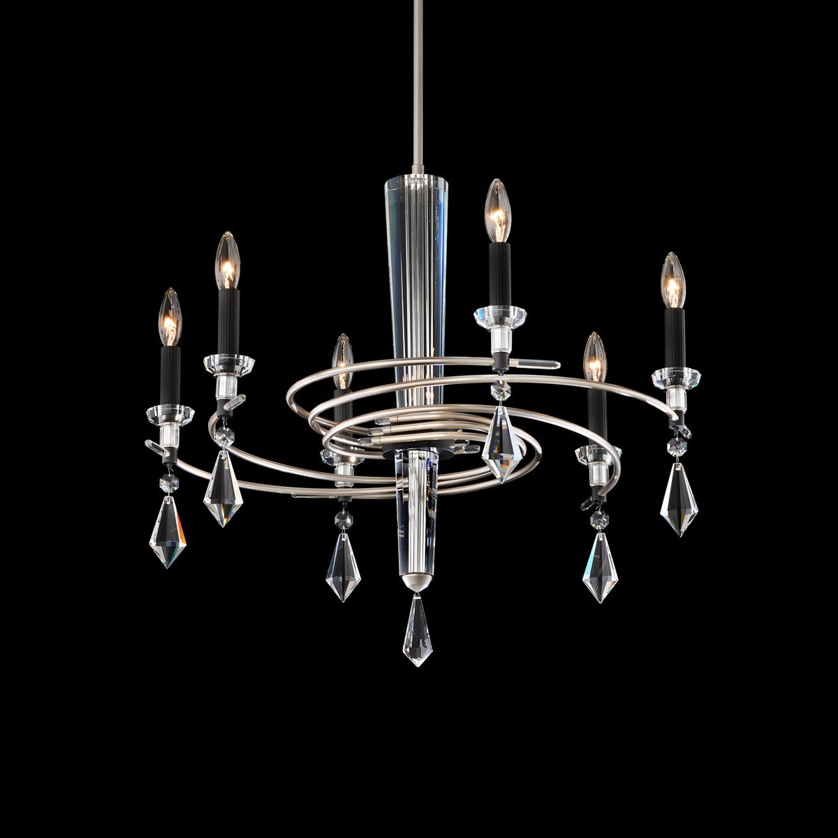 Schonbek - S5606-710/18R - Six Light Chandelier - Tempest - Soft Silver/Black