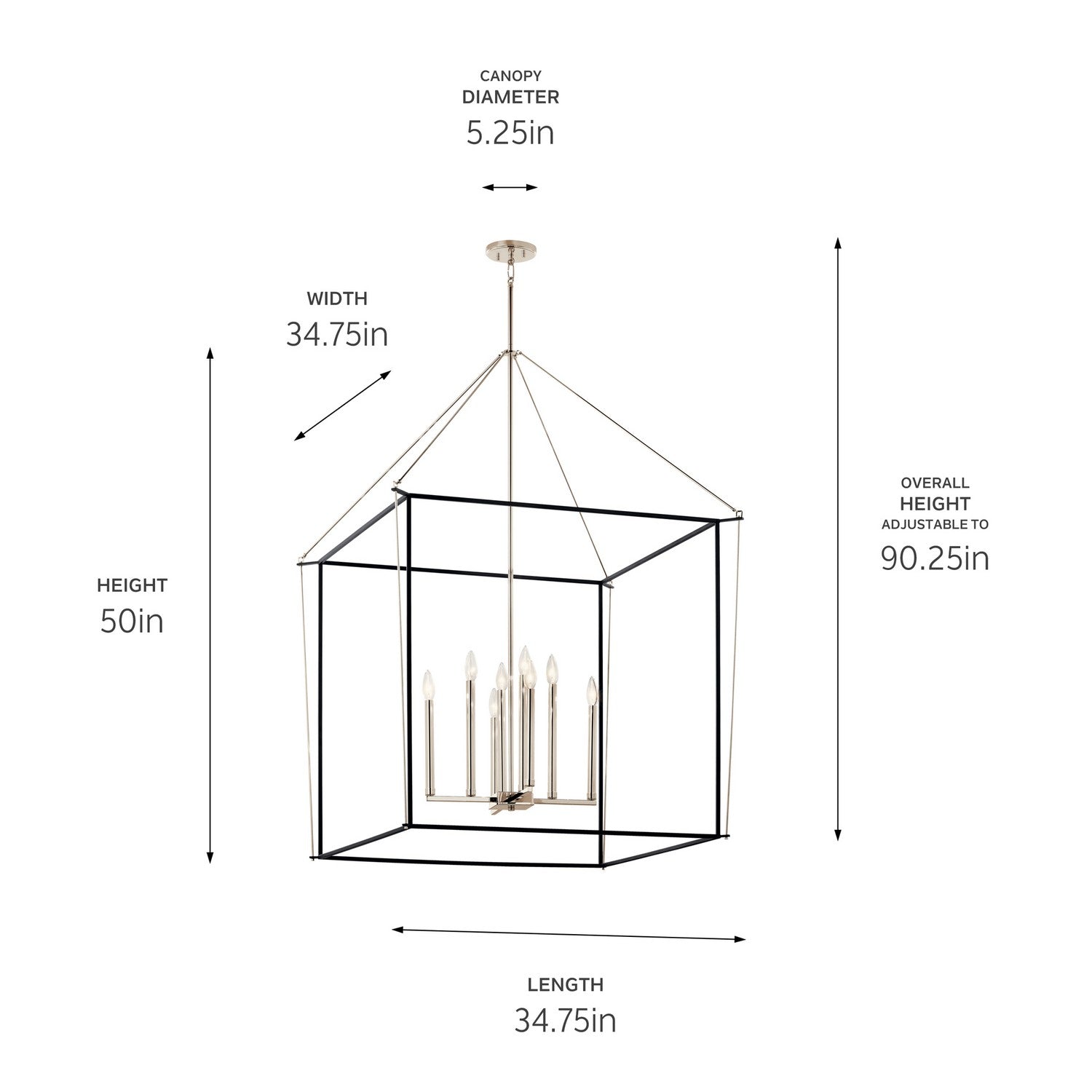 Kichler - 52629PN - Eight Light Foyer Pendant - Eisley - Polished Nickel
