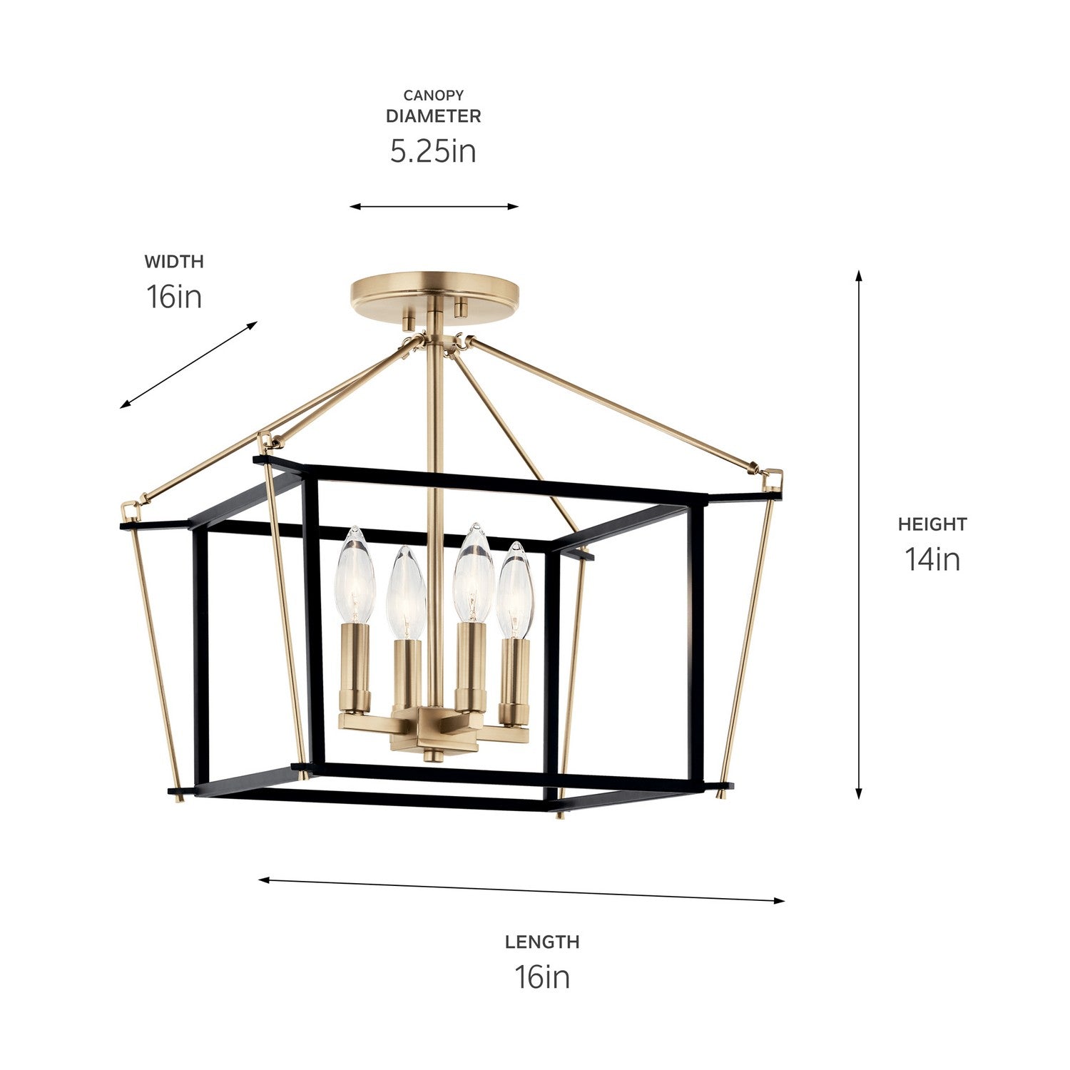 Kichler - 52633CPZ - Four Light Semi Flush Mount - Eisley - Champagne Bronze