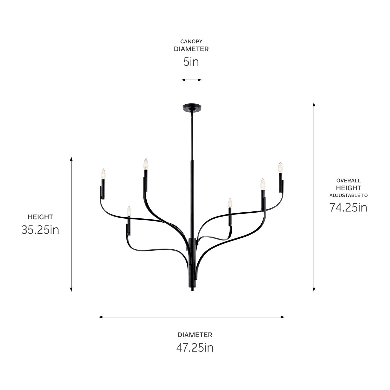 Kichler - 52674BK - Six Light Chandelier - Livadia - Black