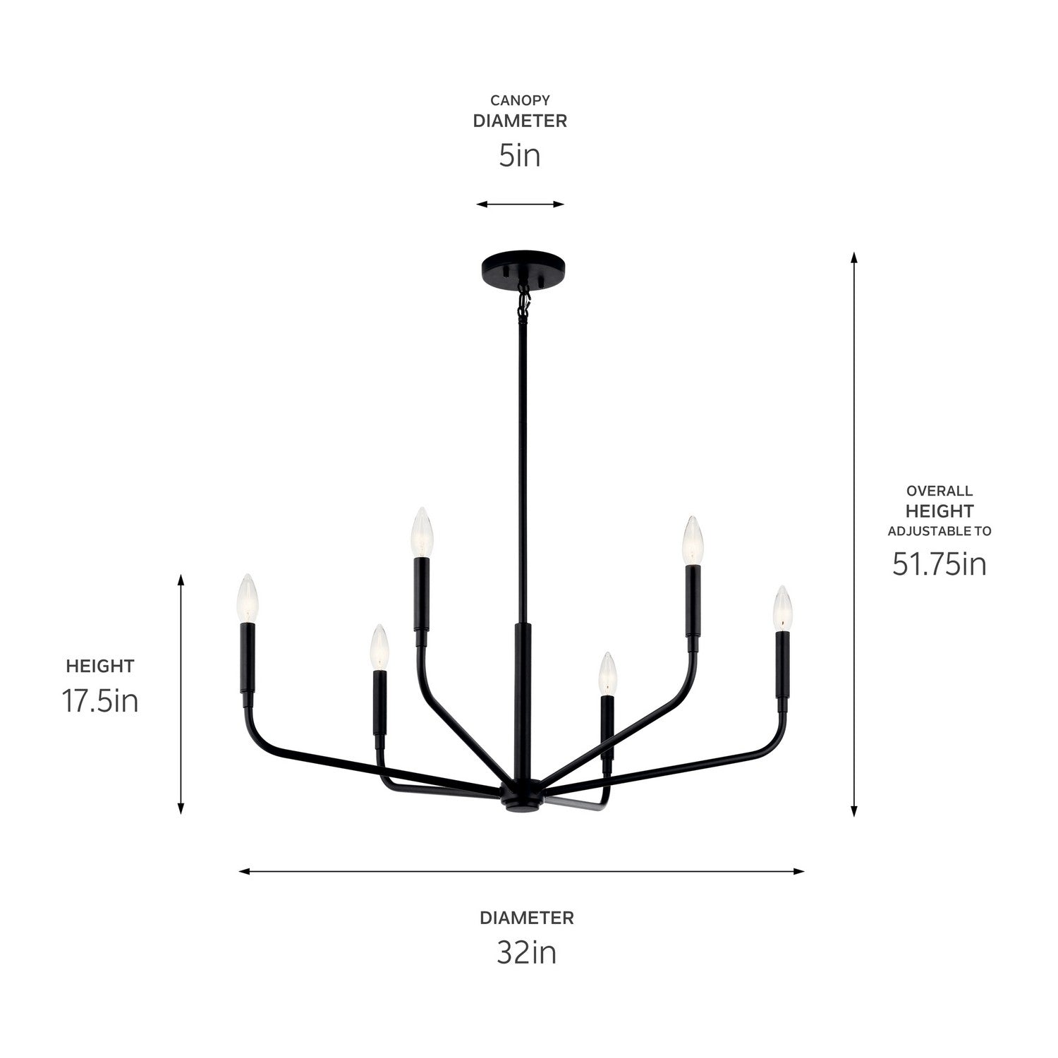 Kichler - 52718BK - Six Light Chandelier - Madden - Black