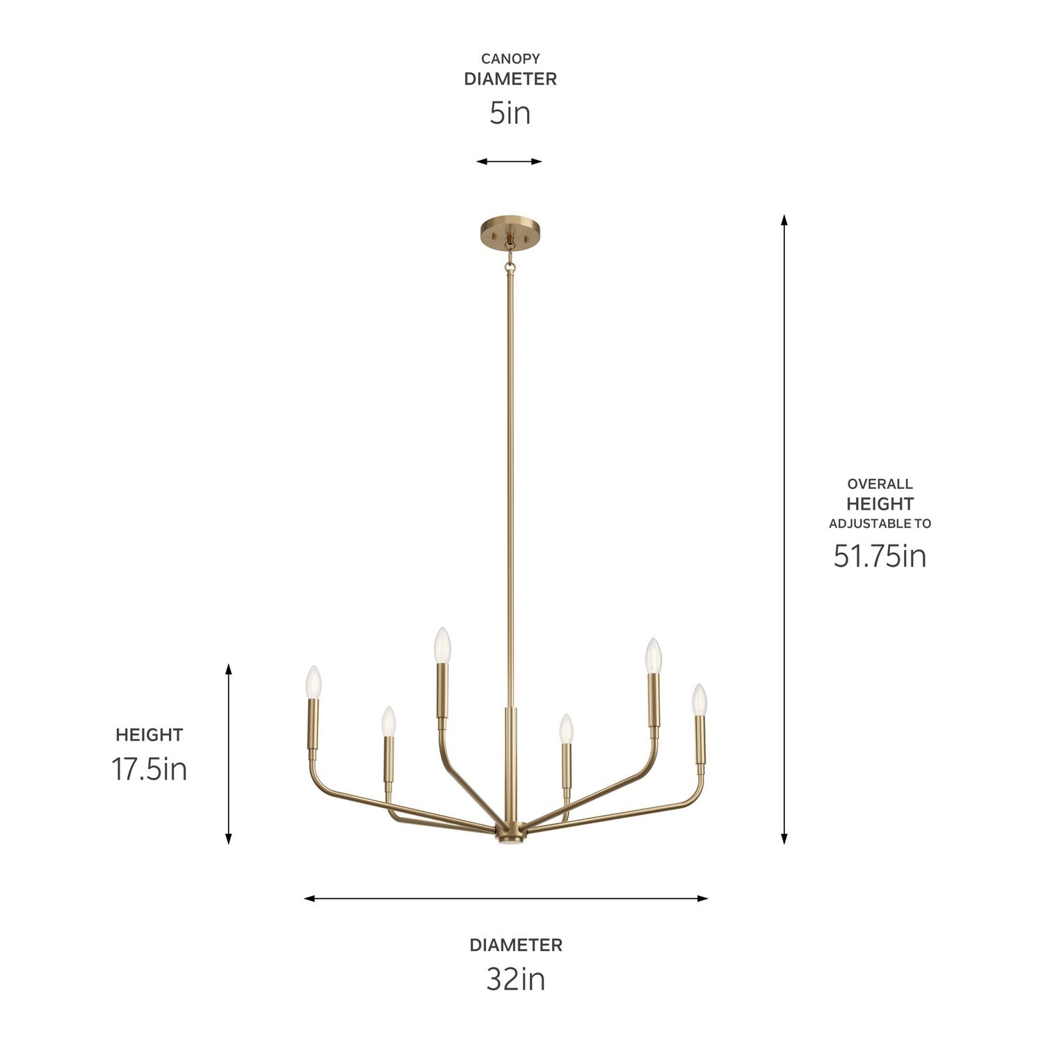 Kichler - 52718CPZ - Six Light Chandelier - Madden - Champagne Bronze