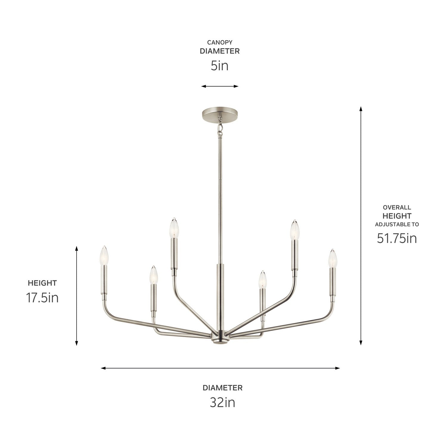 Kichler - 52718NI - Six Light Chandelier - Madden - Brushed Nickel