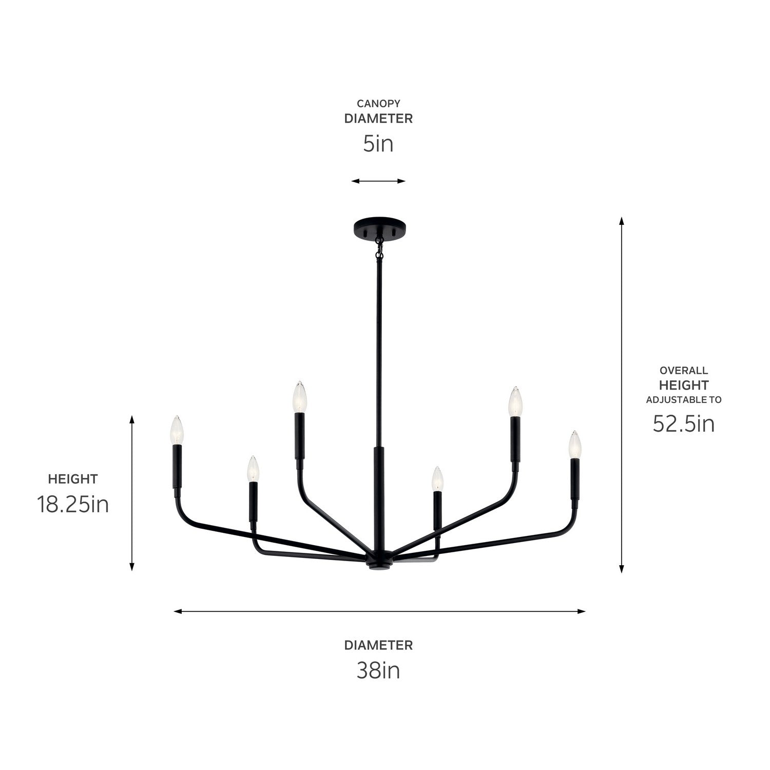 Kichler - 52719BK - Six Light Chandelier - Madden - Black