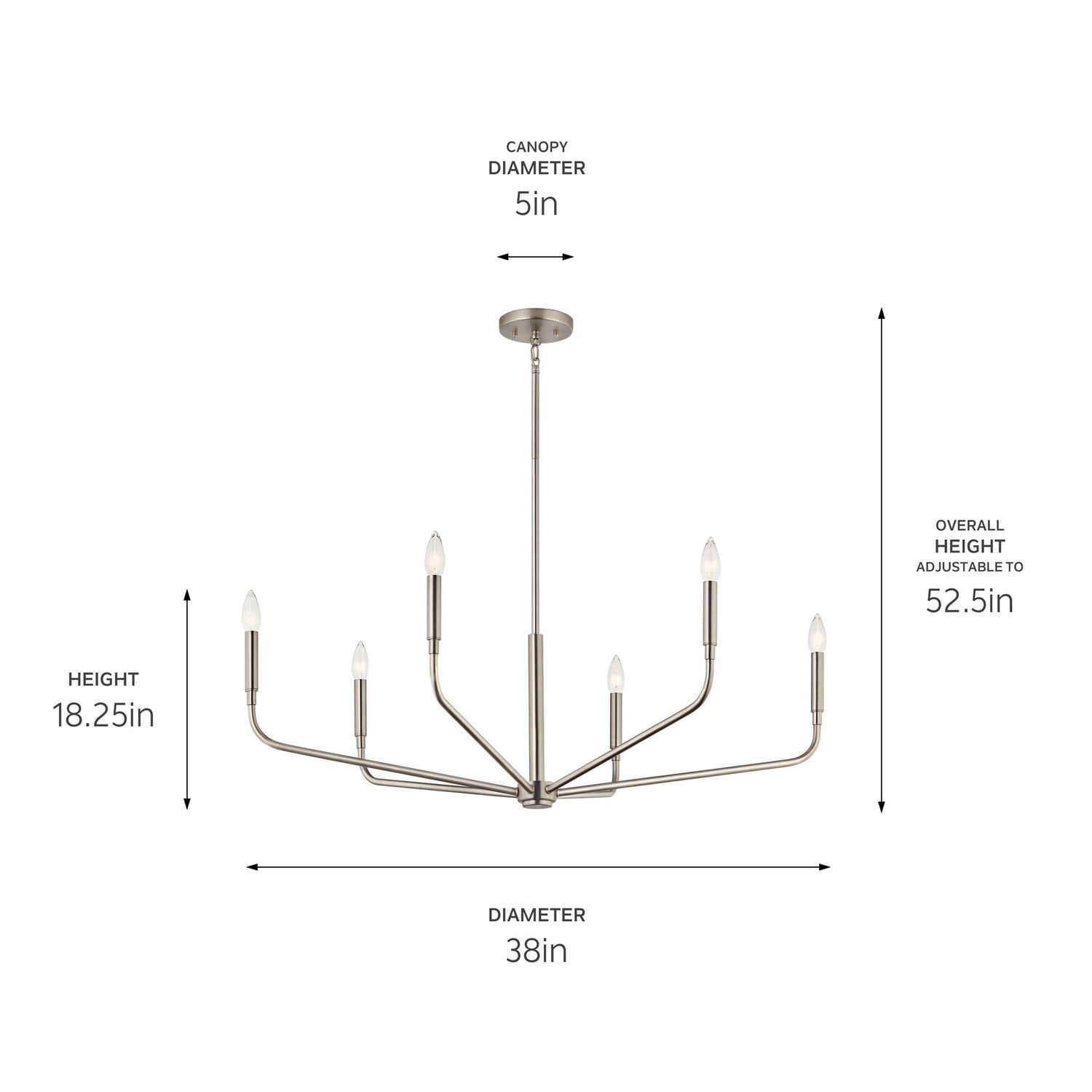 Kichler - 52719NI - Six Light Chandelier - Madden - Brushed Nickel