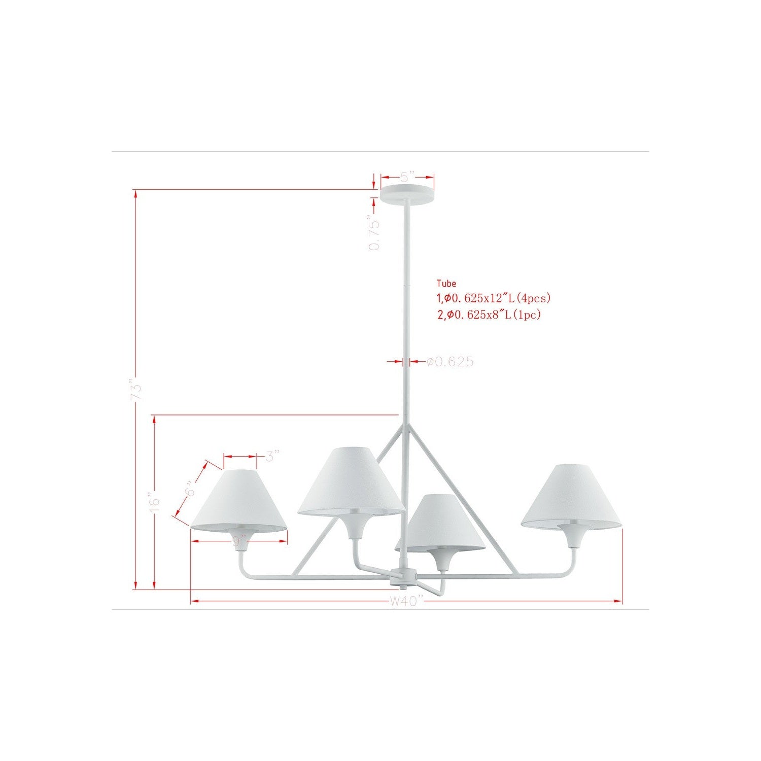 Forty West - 10309 - Four Light Chandelier - Daisy - White
