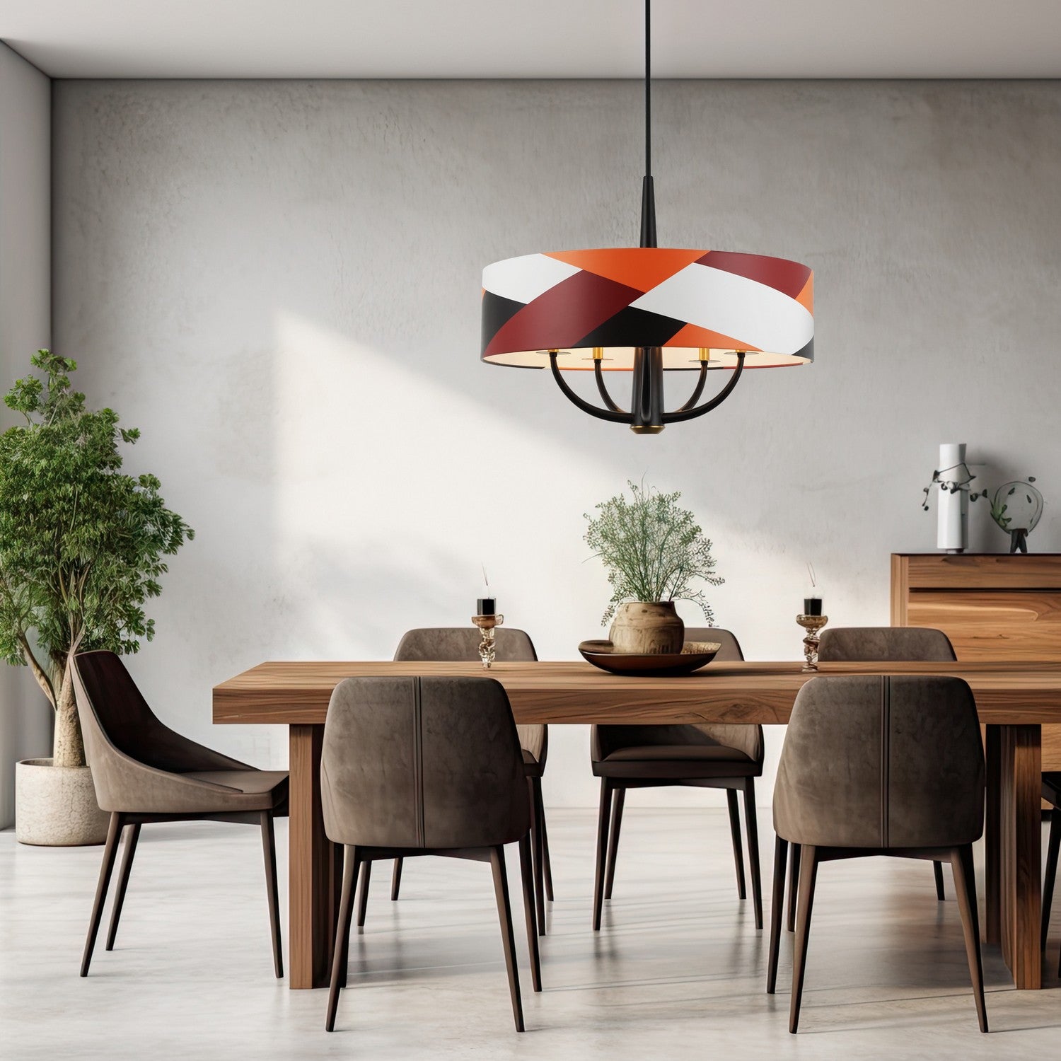 Varaluz - 501P05BLSB - Five Light Pendant - Patchwork - Black/Satin Brass/Patchwork